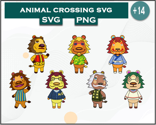 14+ Lion Svg Bundle, Animal Crossing Svg Bundle, Animal Crossing Svg, Cartoon svg, png digital file