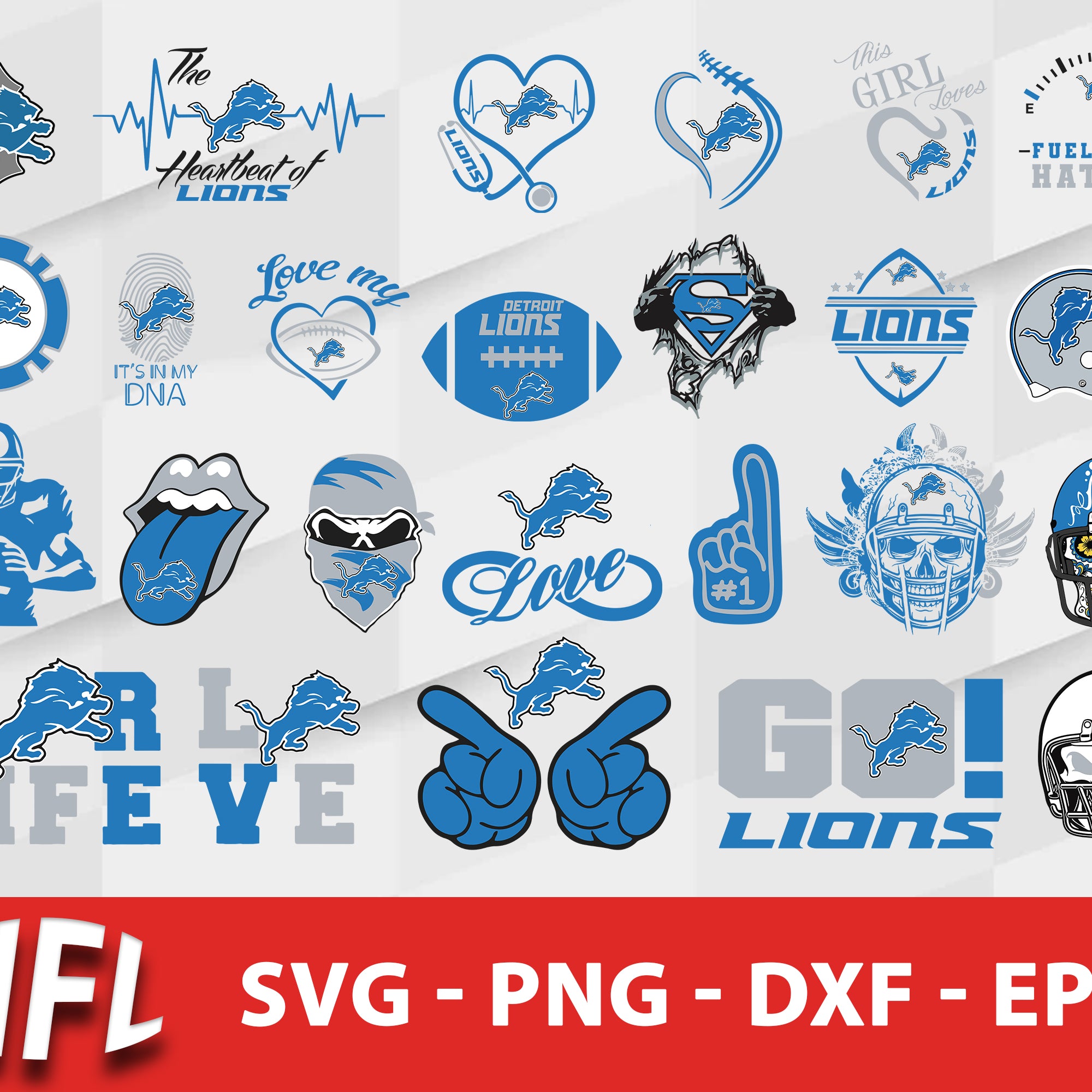 Detroit Lions Svg Bundle, Detroit Lions Svg, Sport Svg, Nfl Svg, Png, Dxf, Eps Digital File.
