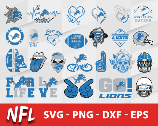 Detroit Lions Svg Bundle, Detroit Lions Svg, Sport Svg, Nfl Svg, Png, Dxf, Eps Digital File.