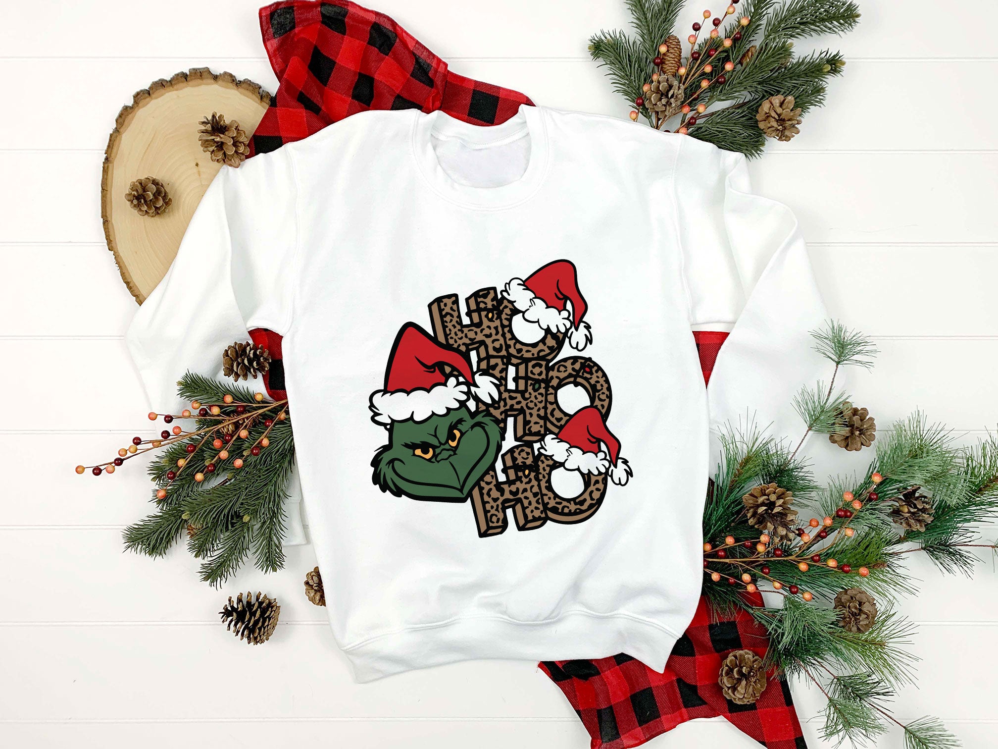 Ho Ho Ho Grinch Face Santa Hat Christmas SVG, Christmas SVG.