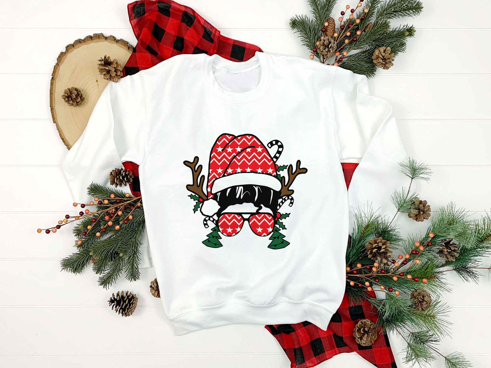 Christmas Cute Messy Hat Women SVG, Christmas SVG.