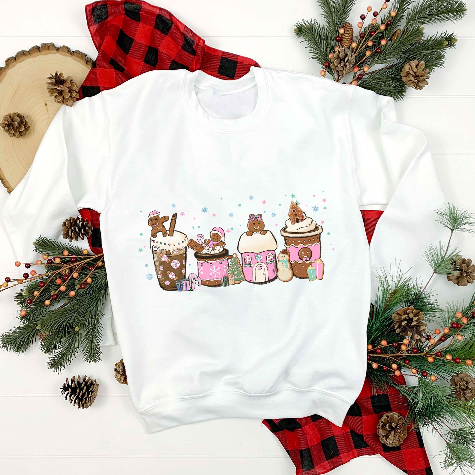 Gingerbread Santa Claus Hat Christmas Coffee PNG, Christmas PNG File.