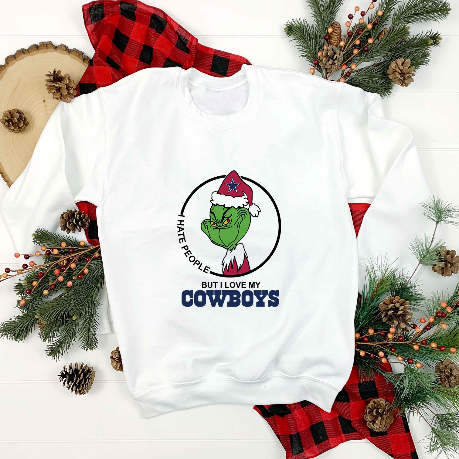 Grinch Santa I Hate People But I Love My Dallas Cowboys SVG, Christmas SVG.