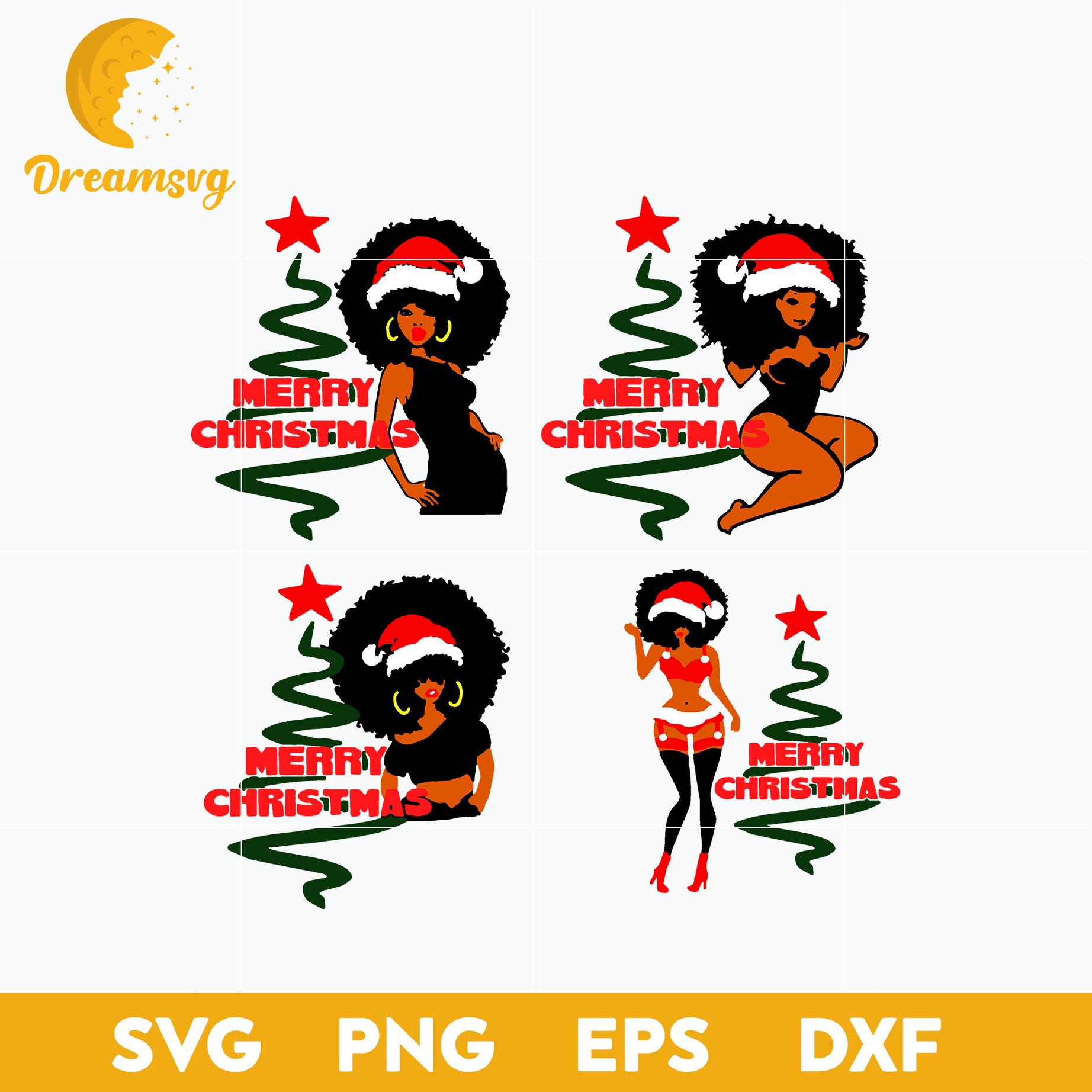 Afro woman Christmas SVG