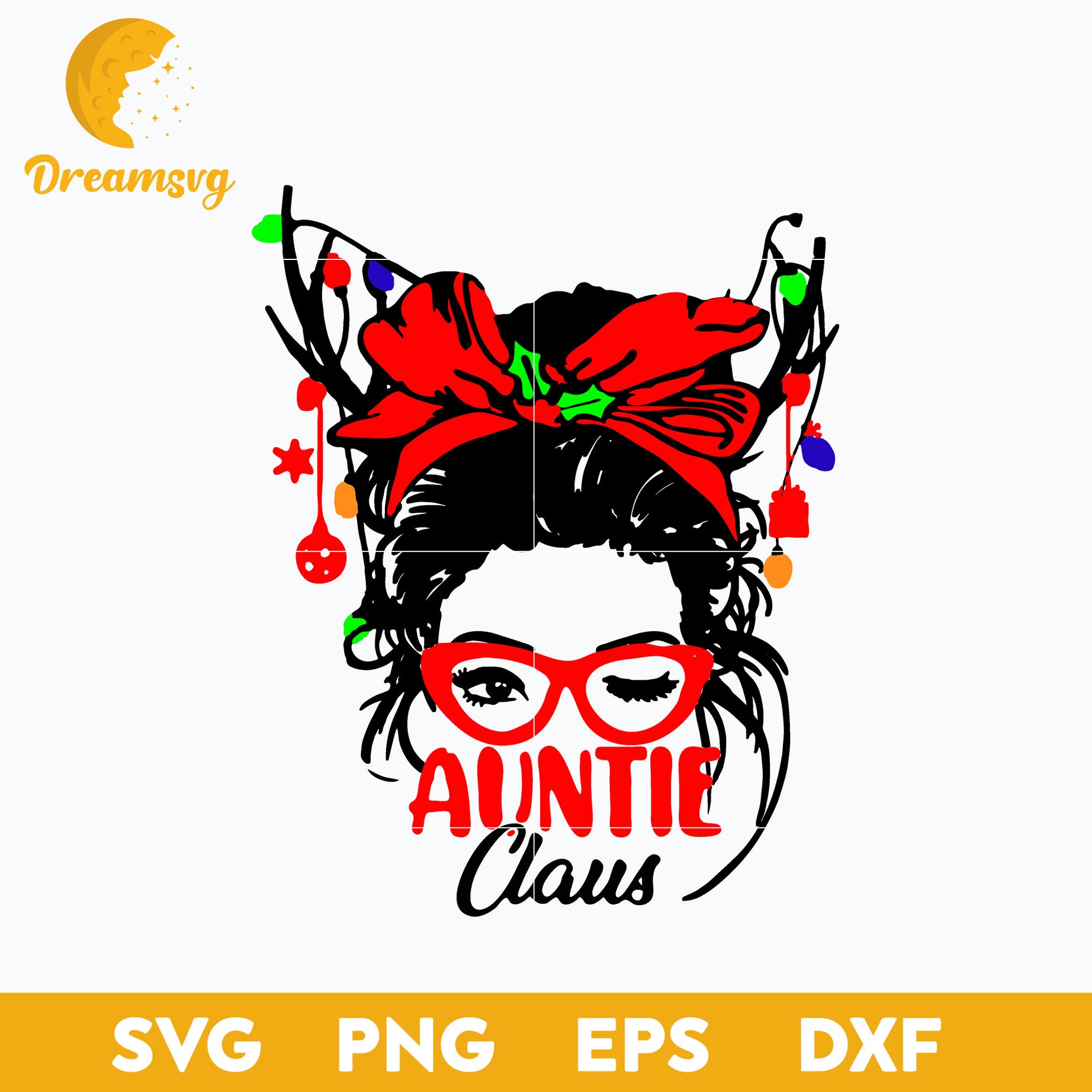 Auntie Messy Bun Christmas SVG