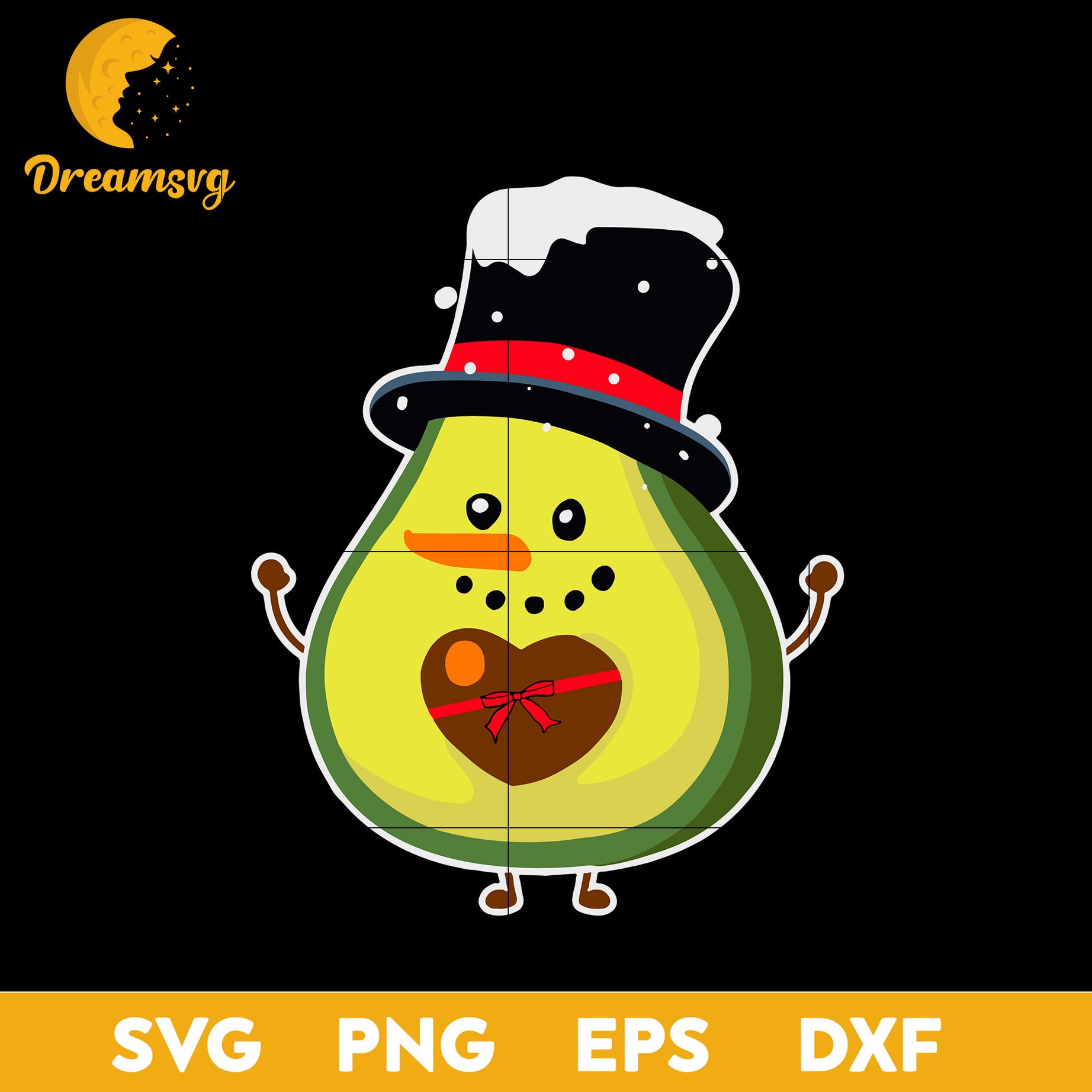 Avocado Snowman Christmas SVG