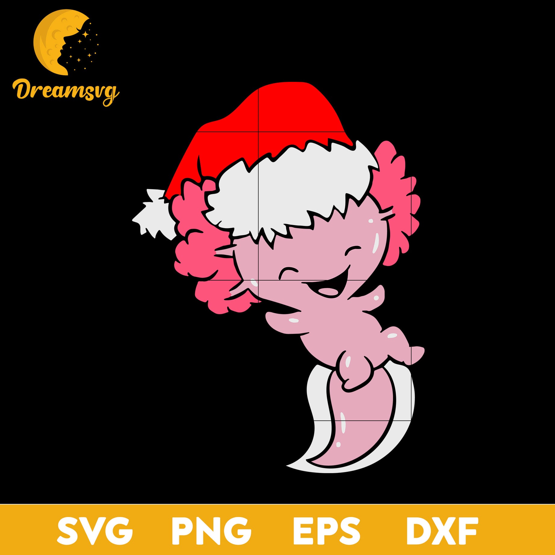 Axolotl With Santa Hat Cute Christmas SVG
