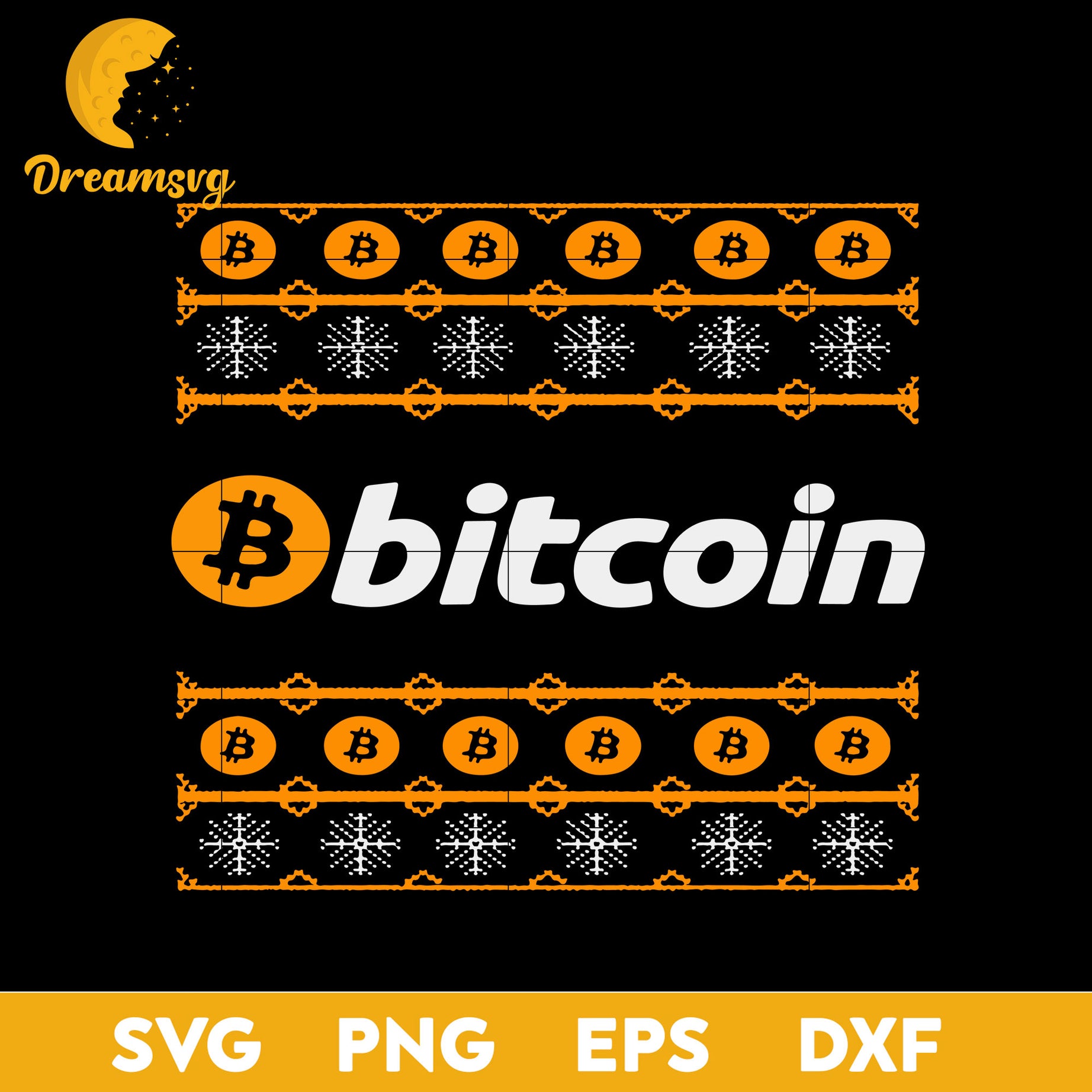 Bitcoin Crypto Cryptocurrencies Christmas SVG, Christmas SVG, PNG DXF EPS Digital File.