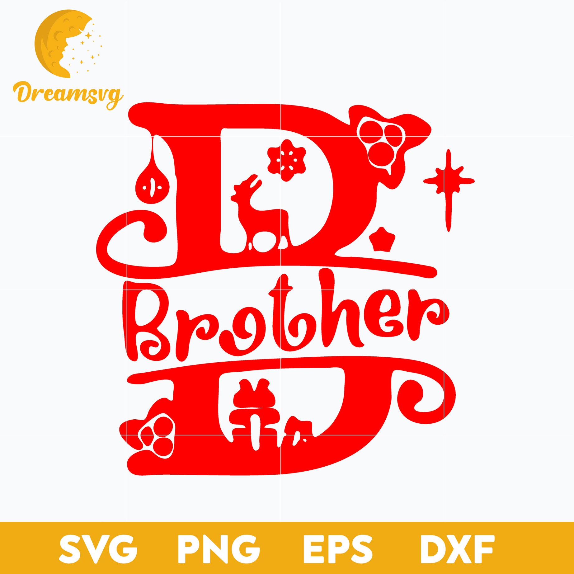 Brother Christmas Alphabet SVG, Christmas SVG, PNG DXF EPS Digital File.