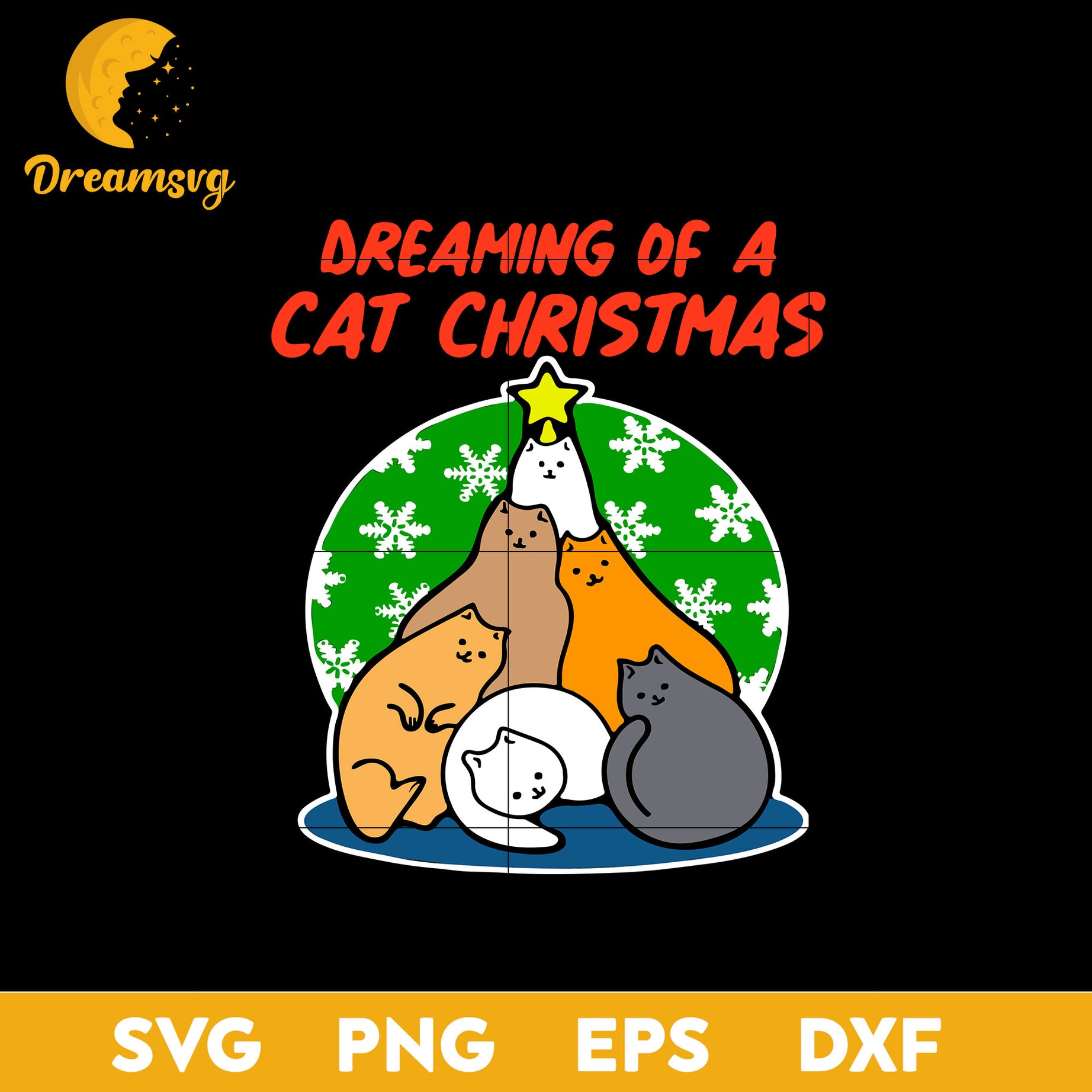 Cat Tree Dreaming Of Cat Christmas SVG, Christmas SVG, PNG DXF EPS Digital File.