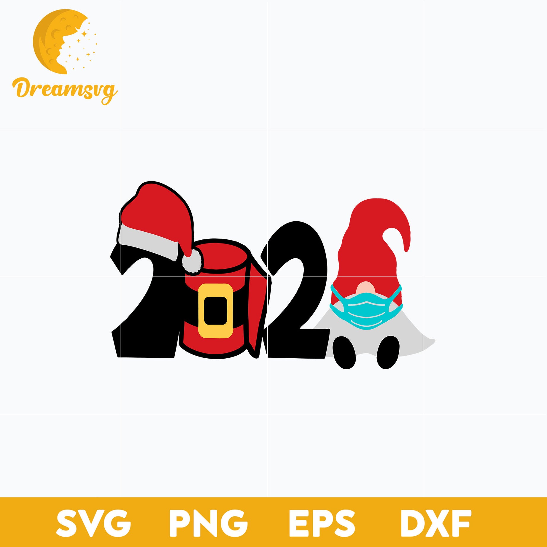 Christmas 2021 SVG Gnome with Face Mask SVG, Christmas SVG, PNG DXF EPS Digital File.