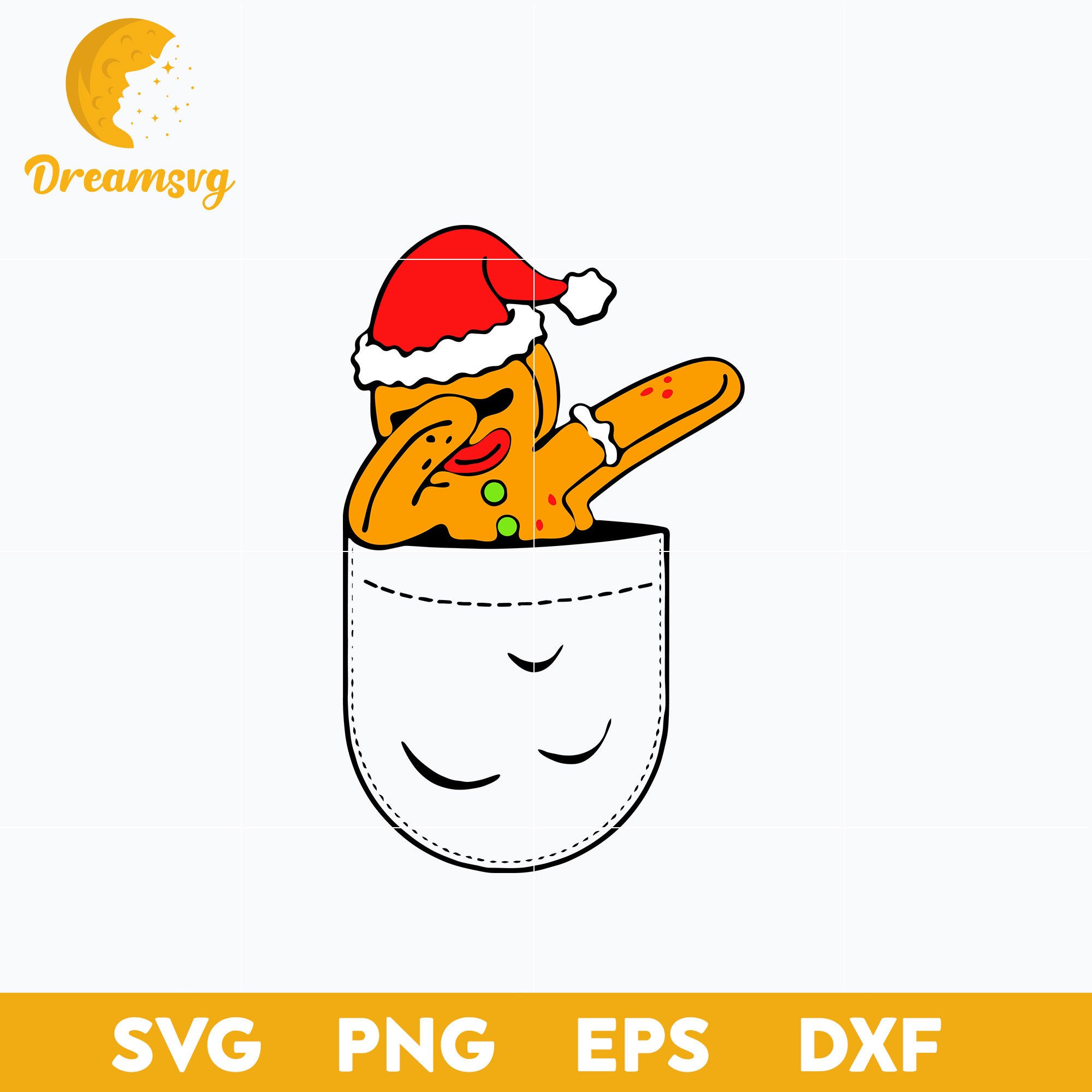 Christmas Dabbing Gingerbread Man Santa Hat SVG, Christmas SVG, PNG DXF EPS Digital File.