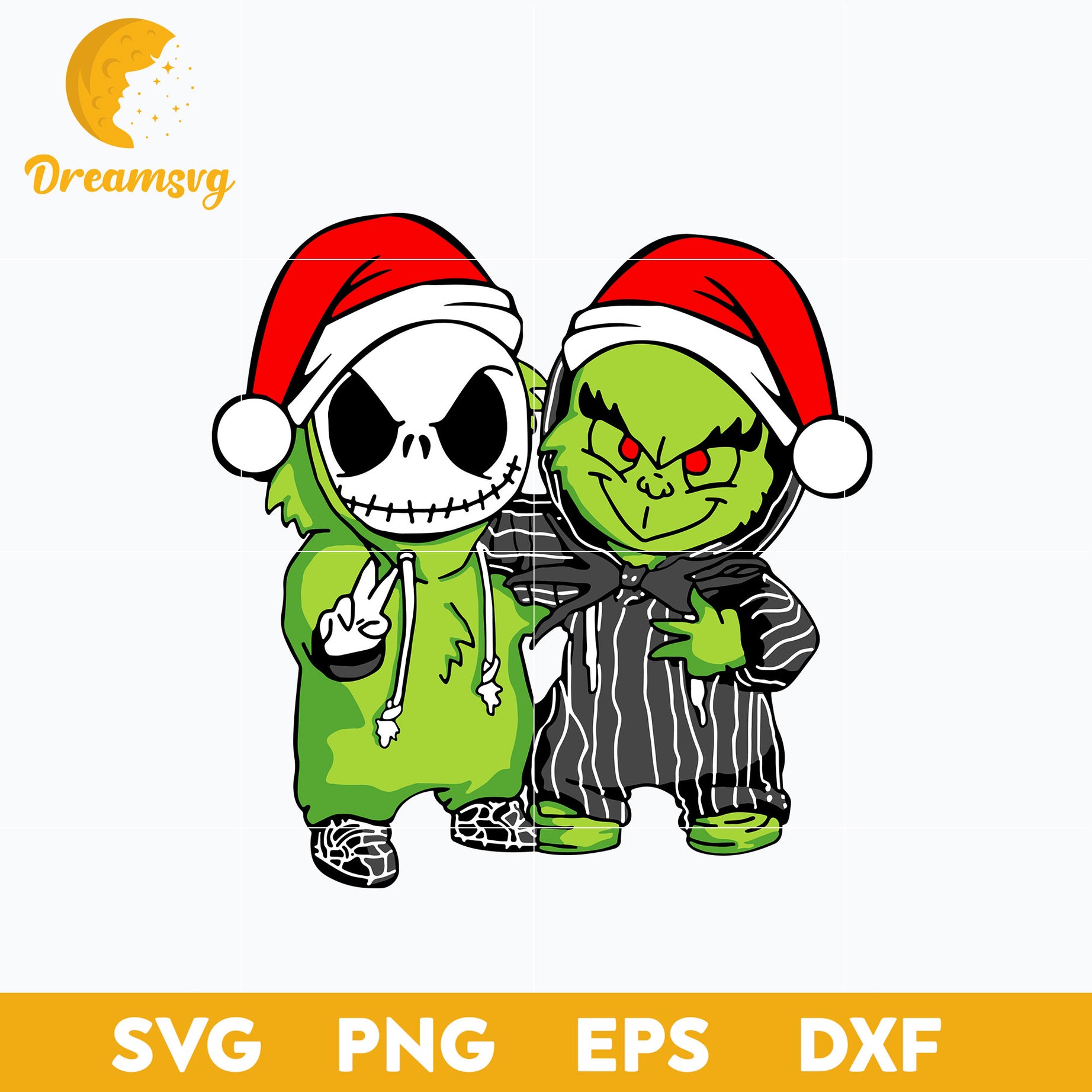 Christmas Grinch And Jack SVG, Christmas SVG, PNG DXF EPS Digital File.