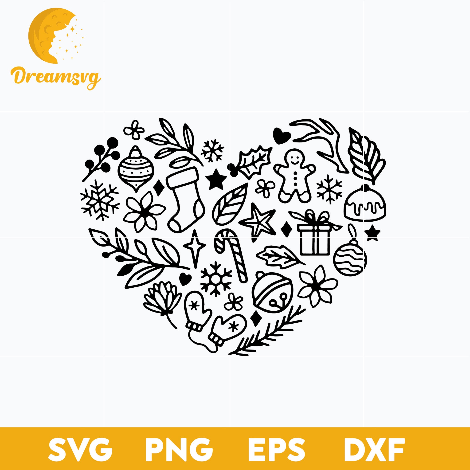 Christmas Heart SVG, Christmas SVG, PNG DXF EPS Digital File.