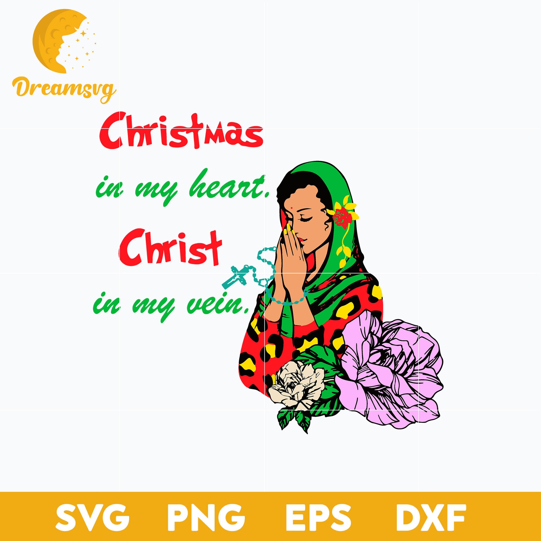 Christmas In My Heart Christ In My Vein SVG, Christmas SVG, PNG DXF EPS Digital File.