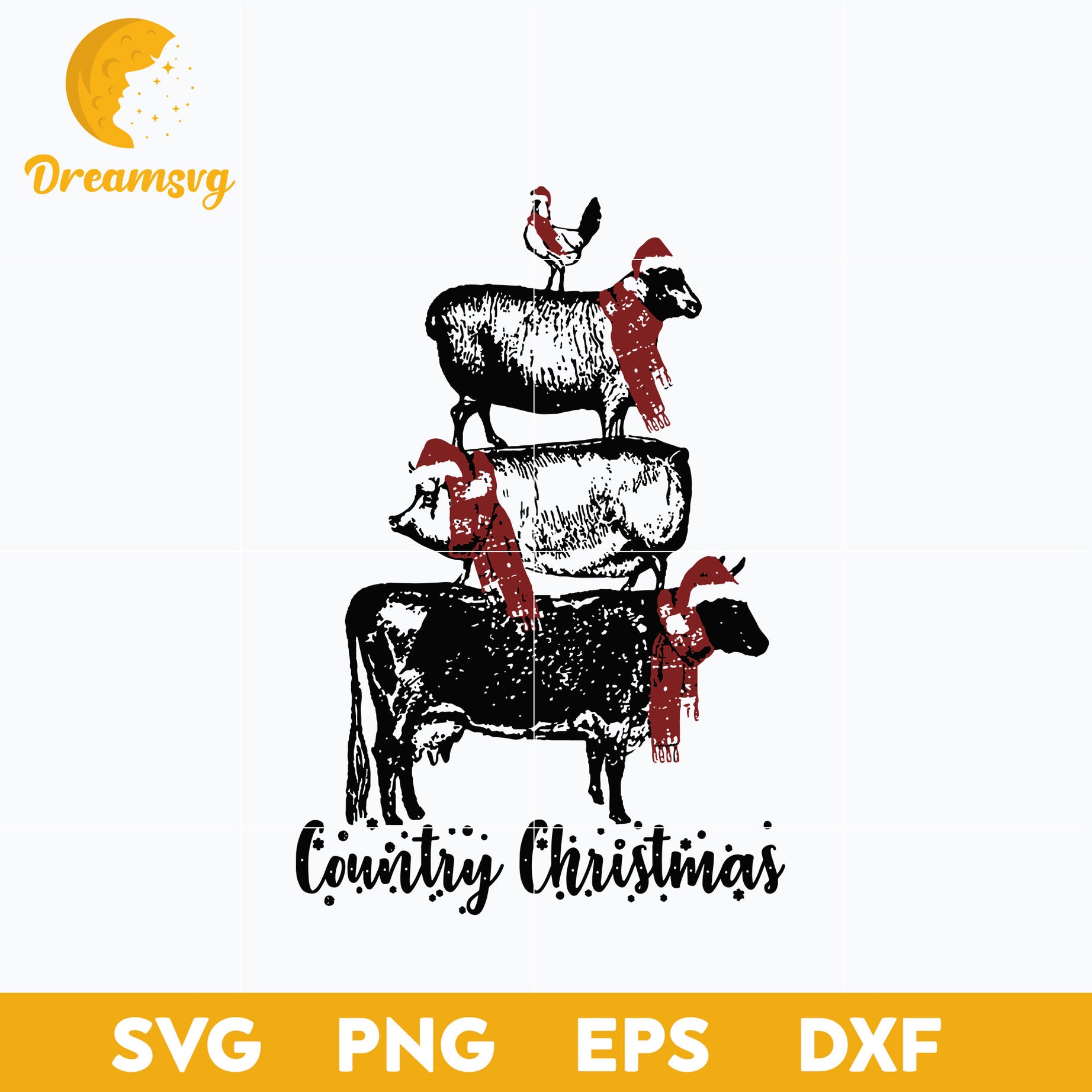 Country Christmas SVG, Christmas SVG, PNG DXF EPS Digital File.