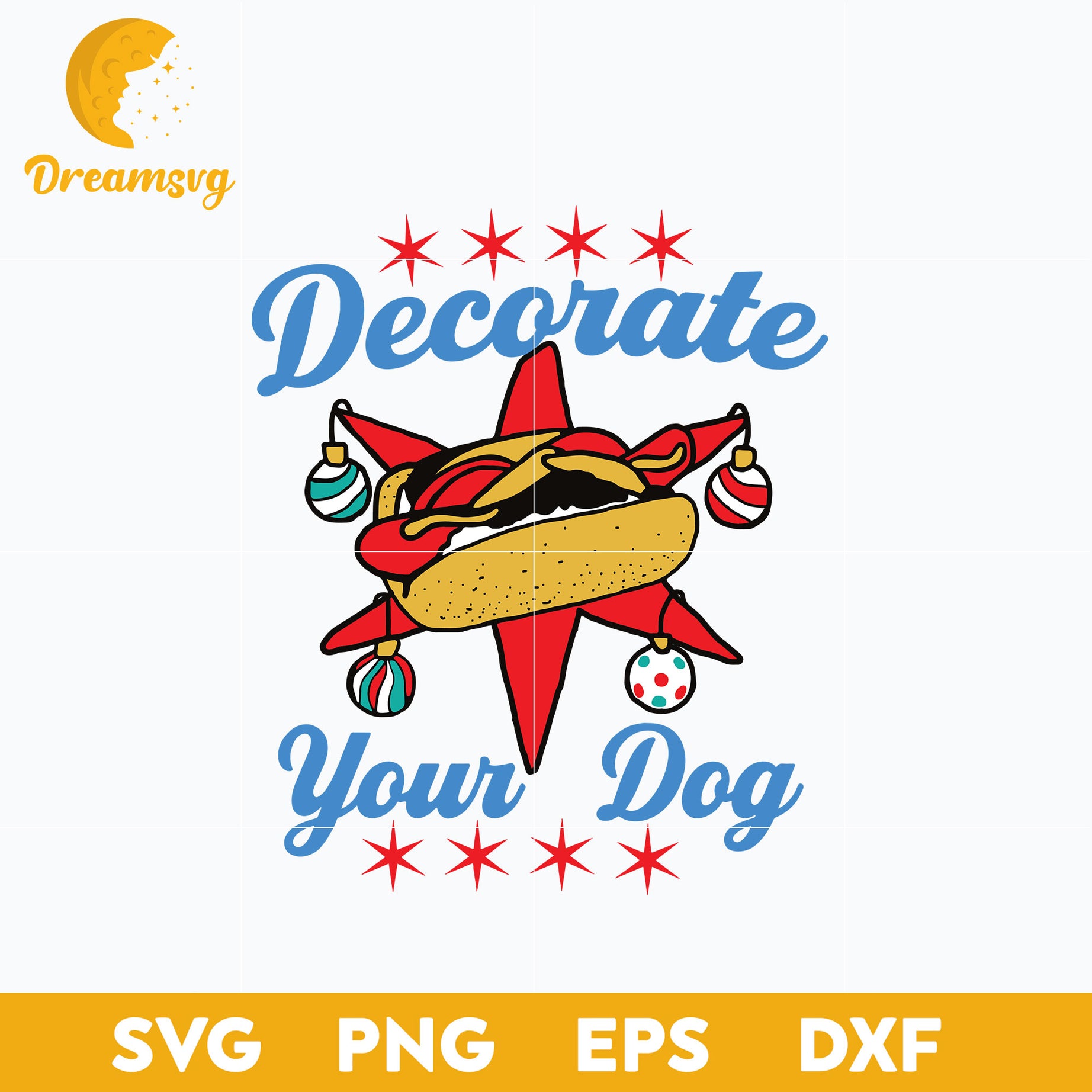 Decorate Your Dog Hot Dog Merry Christmas SVG, Christmas SVG, PNG DXF EPS Digital File.