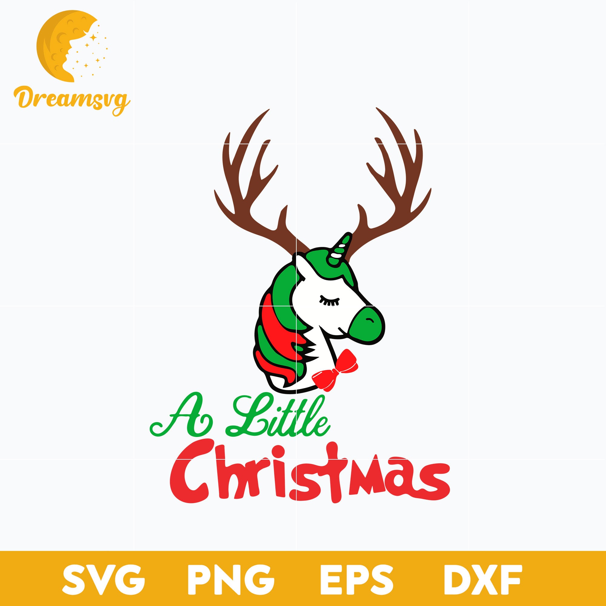 Deer Unicorn A Little Christmas SVG, Christmas SVG, PNG DXF EPS Digital File.