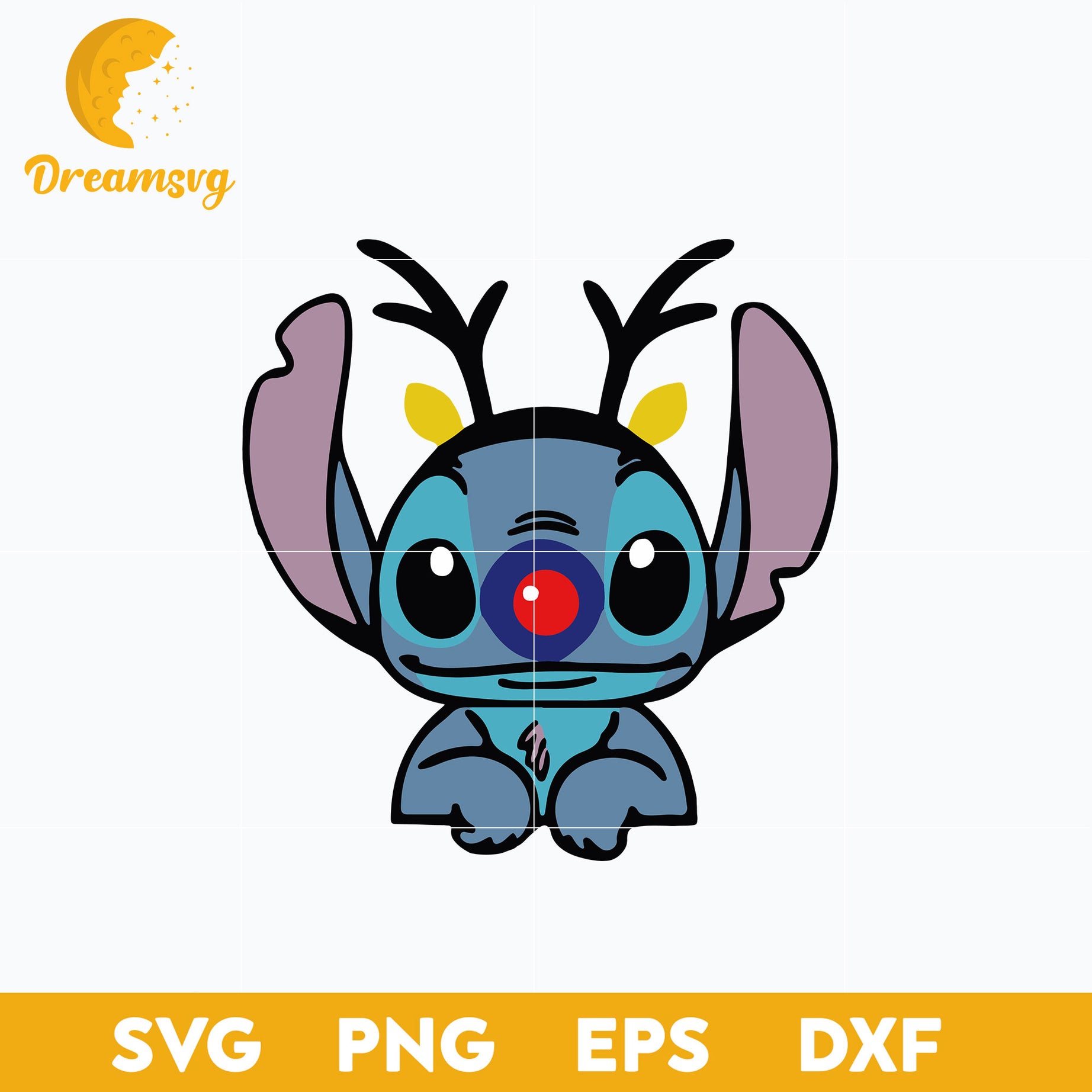 Disney Stitch with Reindeer Christmas SVG, Christmas SVG, PNG DXF EPS Digital File.