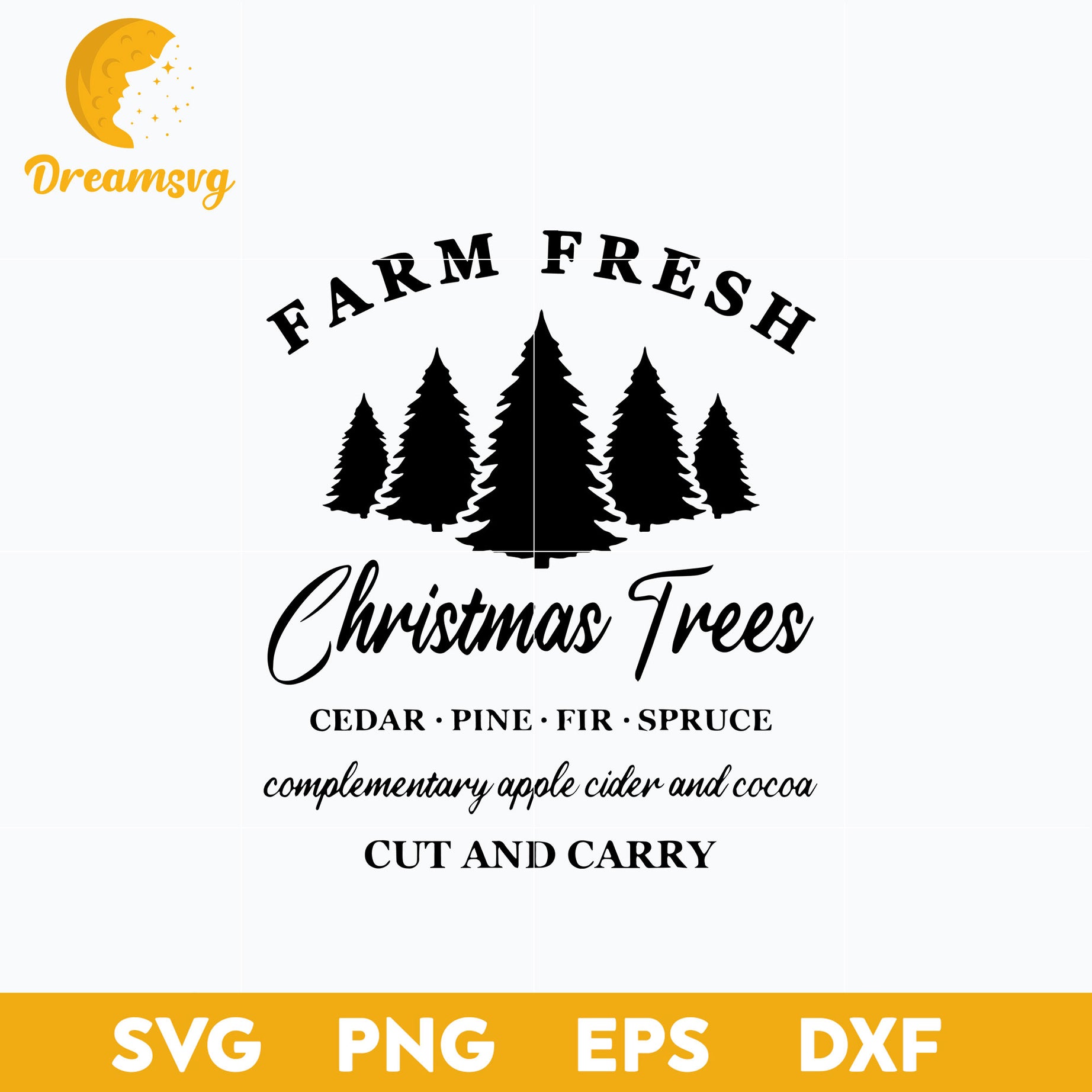 Farm Fresh Christmas Trees Cedar Pine SVG, Christmas SVG, PNG DXF EPS Digital File.