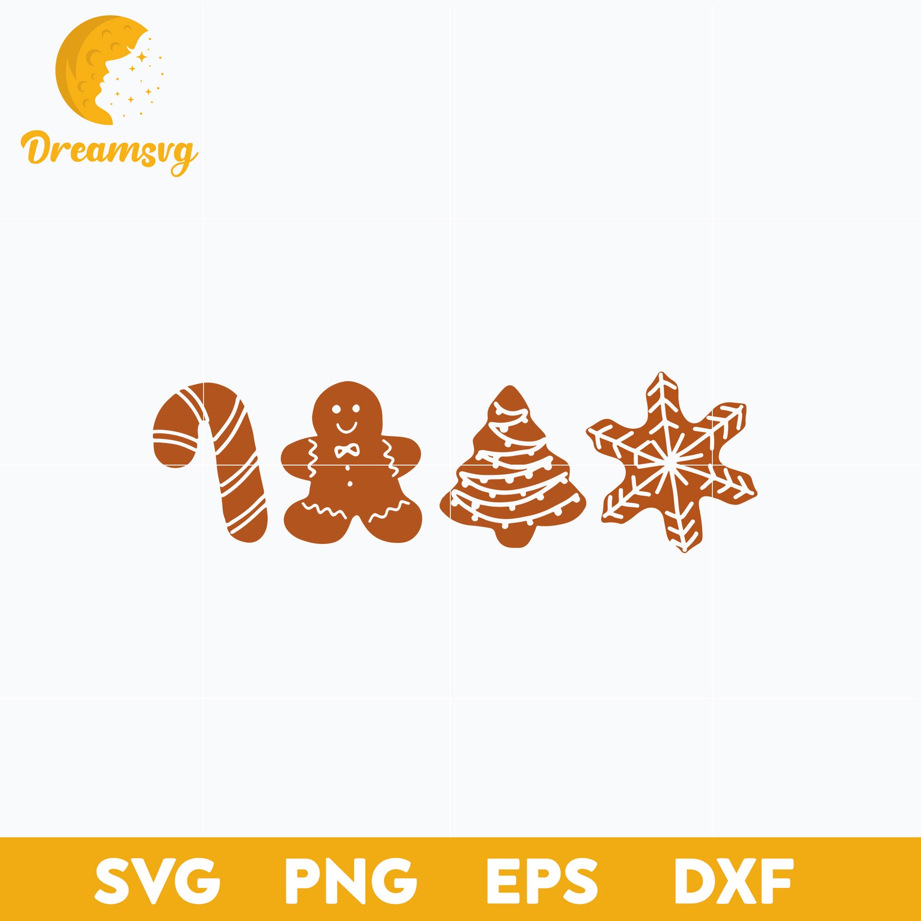 Gingerbread Christmas Ribbon SVG, Christmas SVG, PNG DXF EPS Digital File.