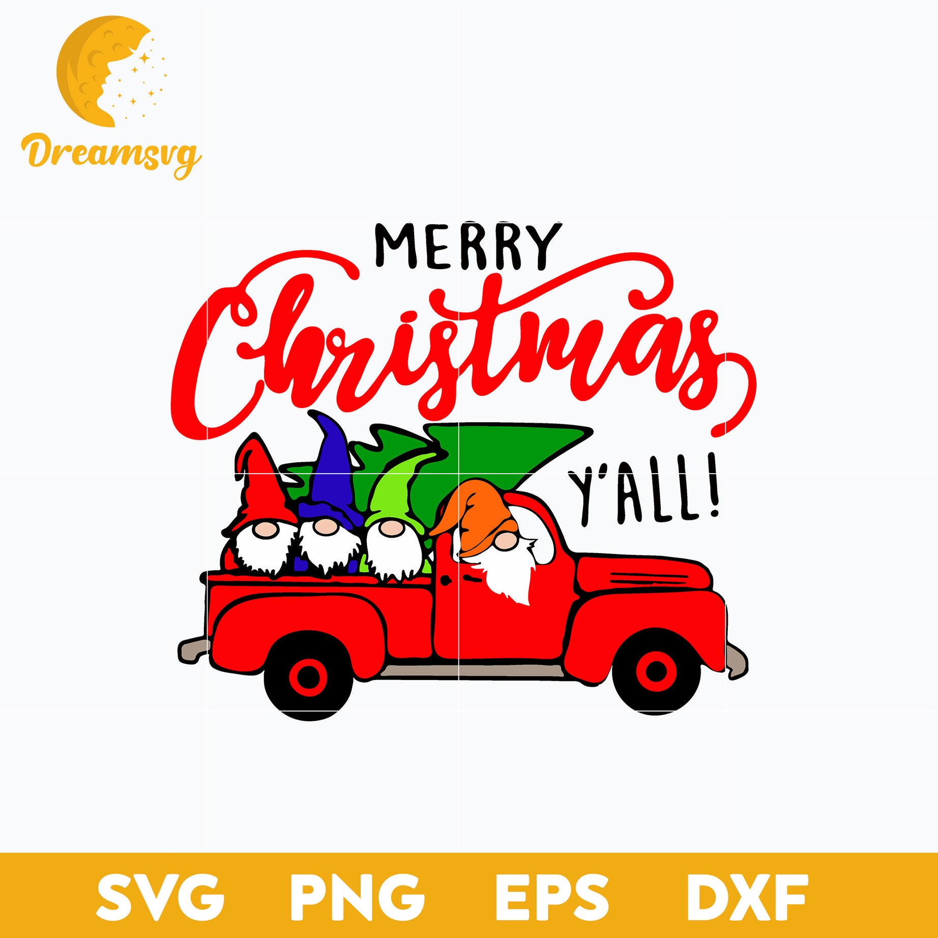 Gnome Christmas Truck SVG, Christmas SVG, PNG DXF EPS Digital File.