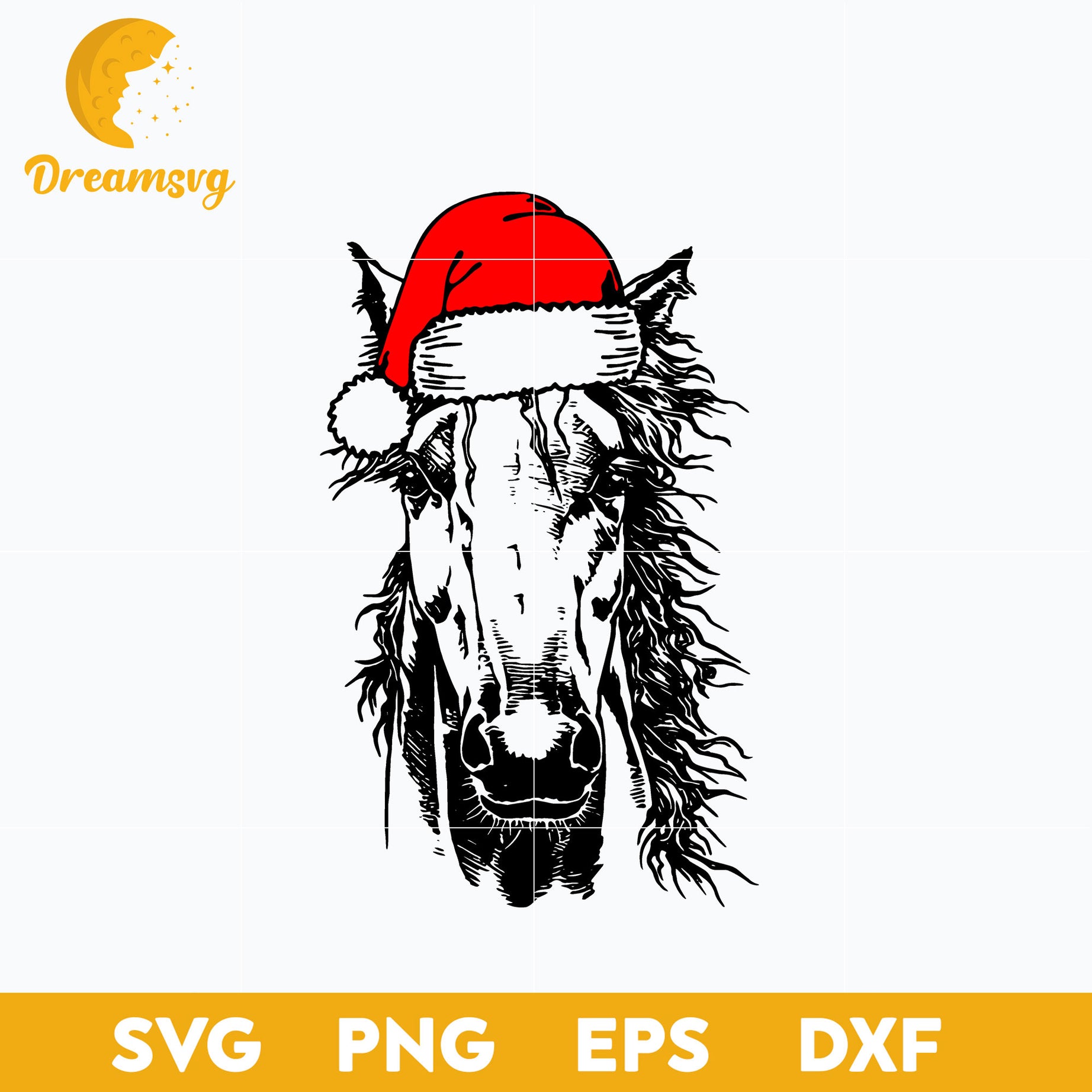 Horse Santa Hat Christmas SVG, Christmas SVG, PNG DXF EPS Digital File.
