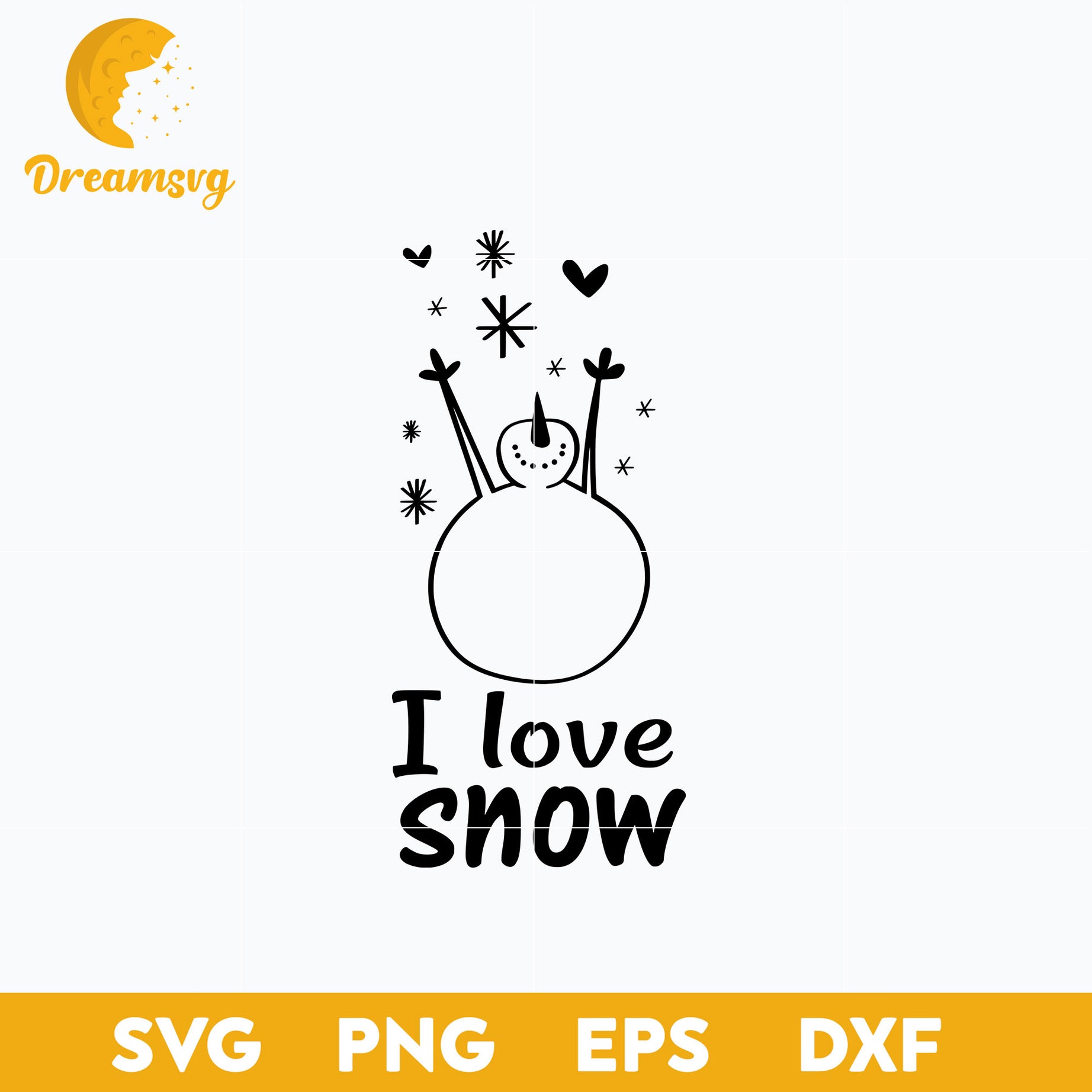 I Love Snow SVG, Christmas SVG, PNG DXF EPS Digital File.