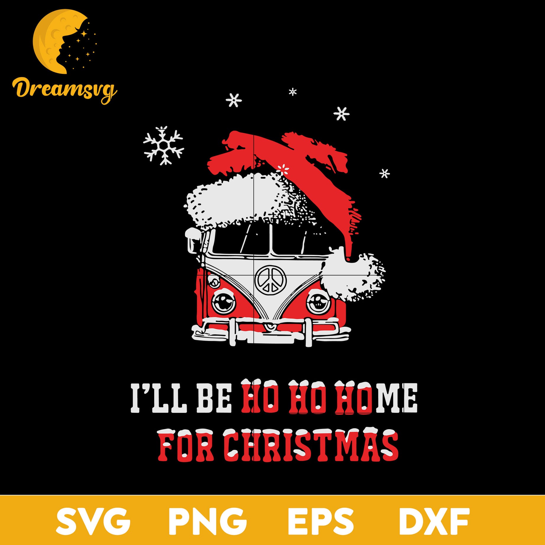I'll Be Ho Ho Home For Christmas Hippe Car SVG, Christmas SVG, PNG DXF EPS Digital File.