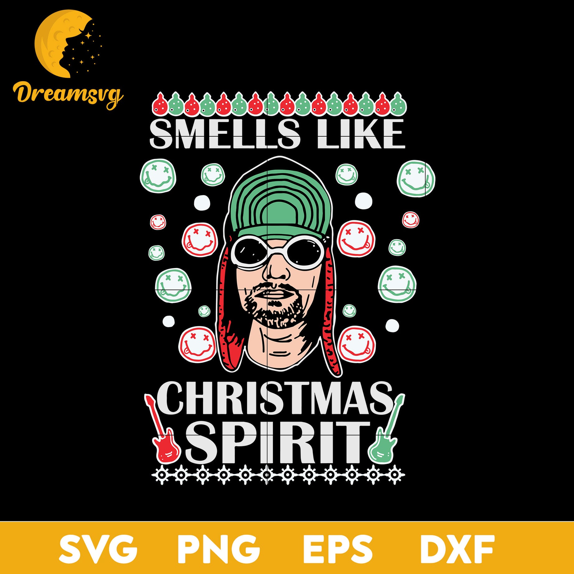 Kurt Cobain Smells Like Christmas SVG, Christmas SVG, PNG DXF EPS Digital File.