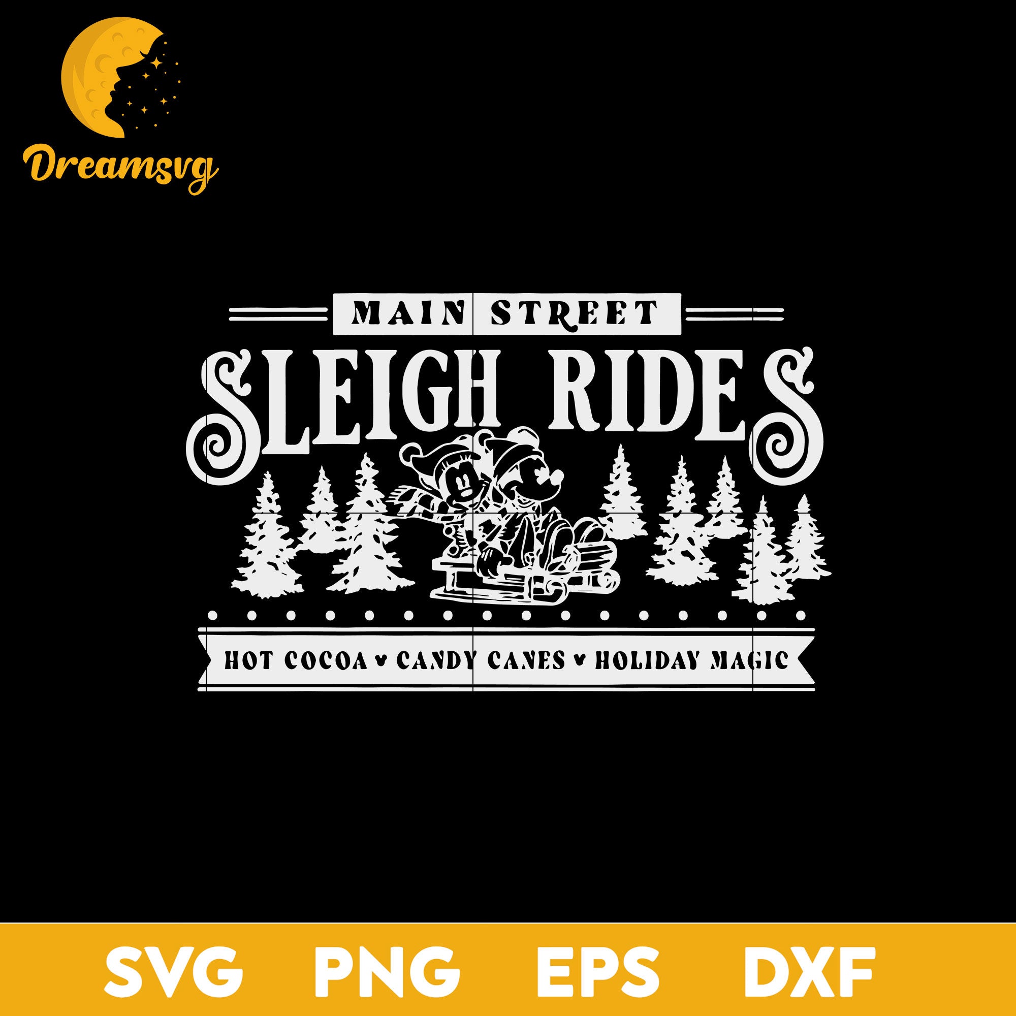 Main Street Sleigh Rides Christmas SVG, Christmas SVG, PNG DXF EPS Digital File.