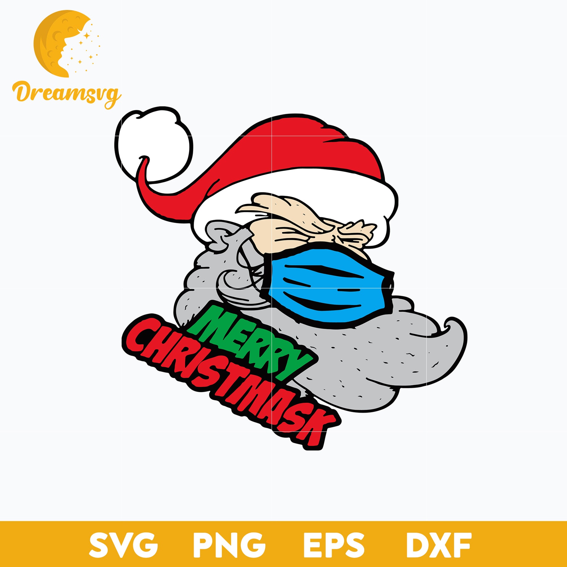 Mask Wearing Quarantine Santa SVG, Christmas SVG, PNG DXF EPS Digital File.