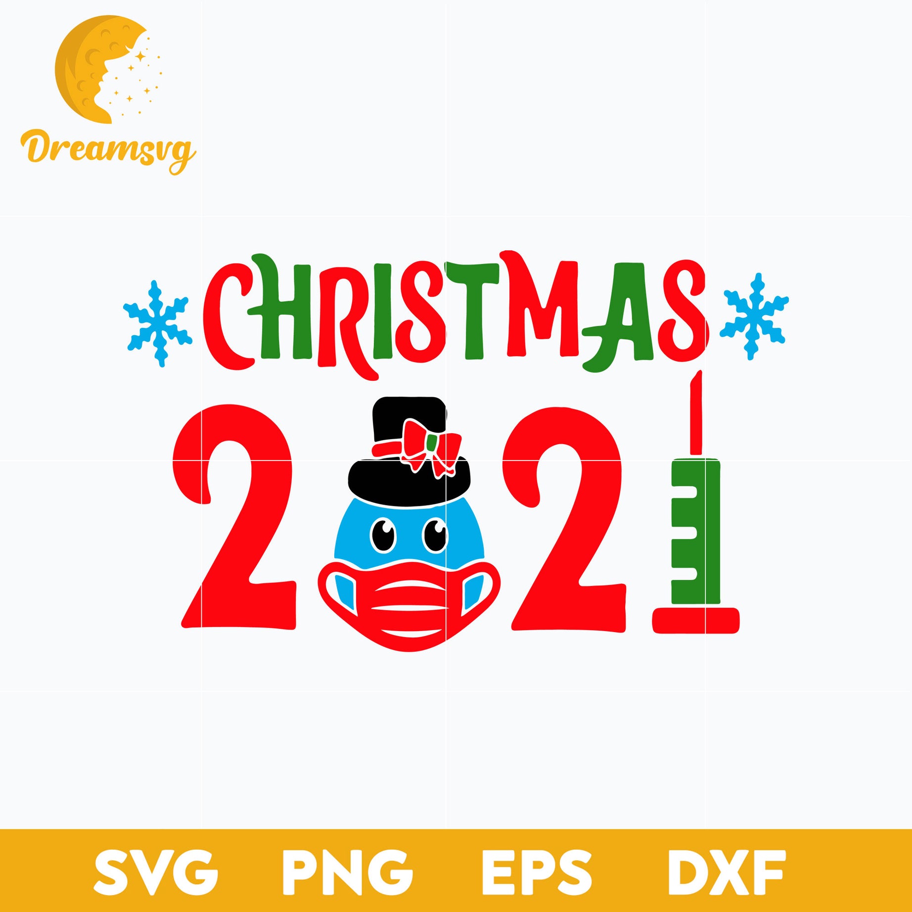 Masked Snowman Christmas 2021 SVG, Christmas SVG, PNG DXF EPS Digital File.