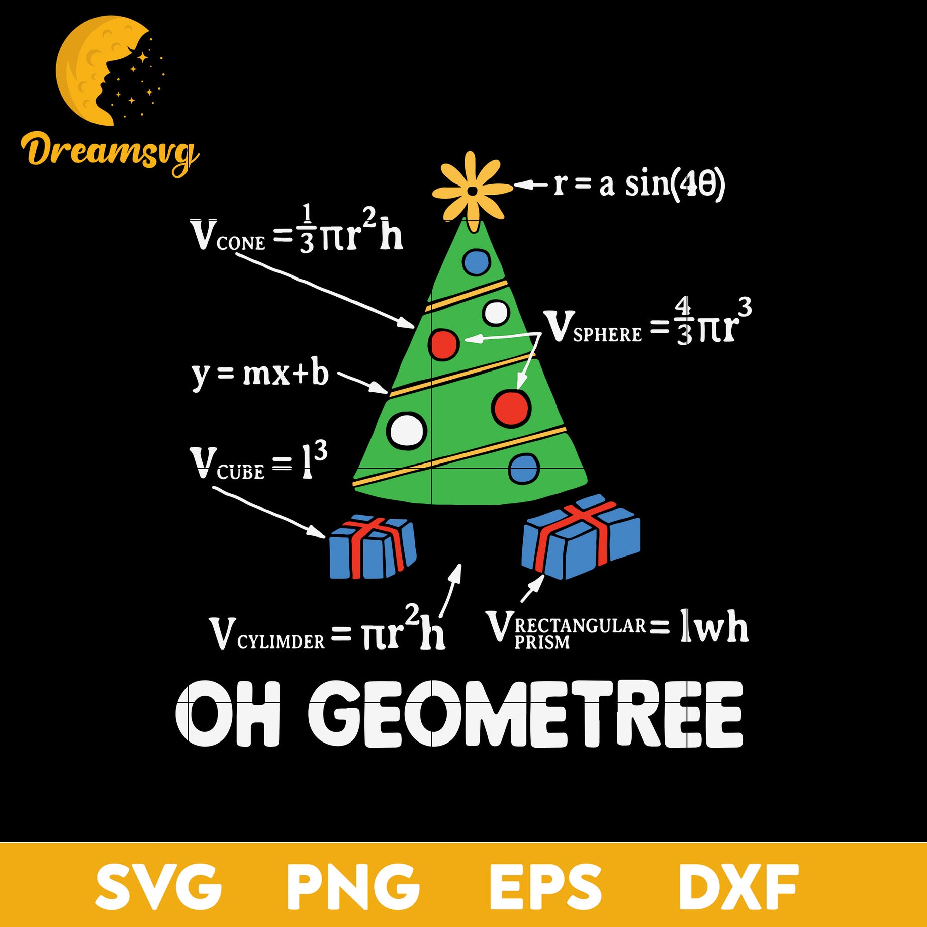 Math Geometry Christmas Tree Teacher SVG, Christmas SVG, PNG DXF EPS Digital File.