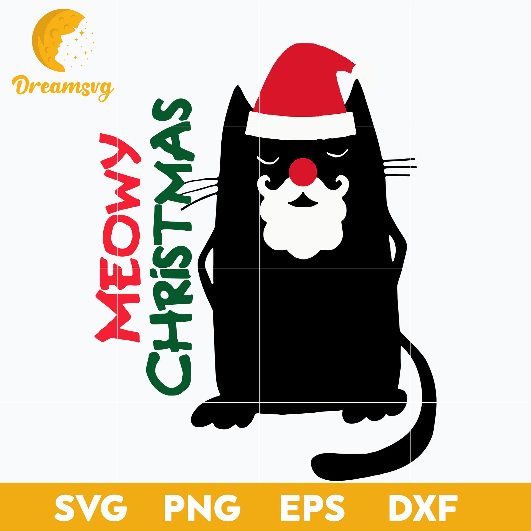 Meowy Christmas SVG, Christmas SVG, PNG DXF EPS Digital File.