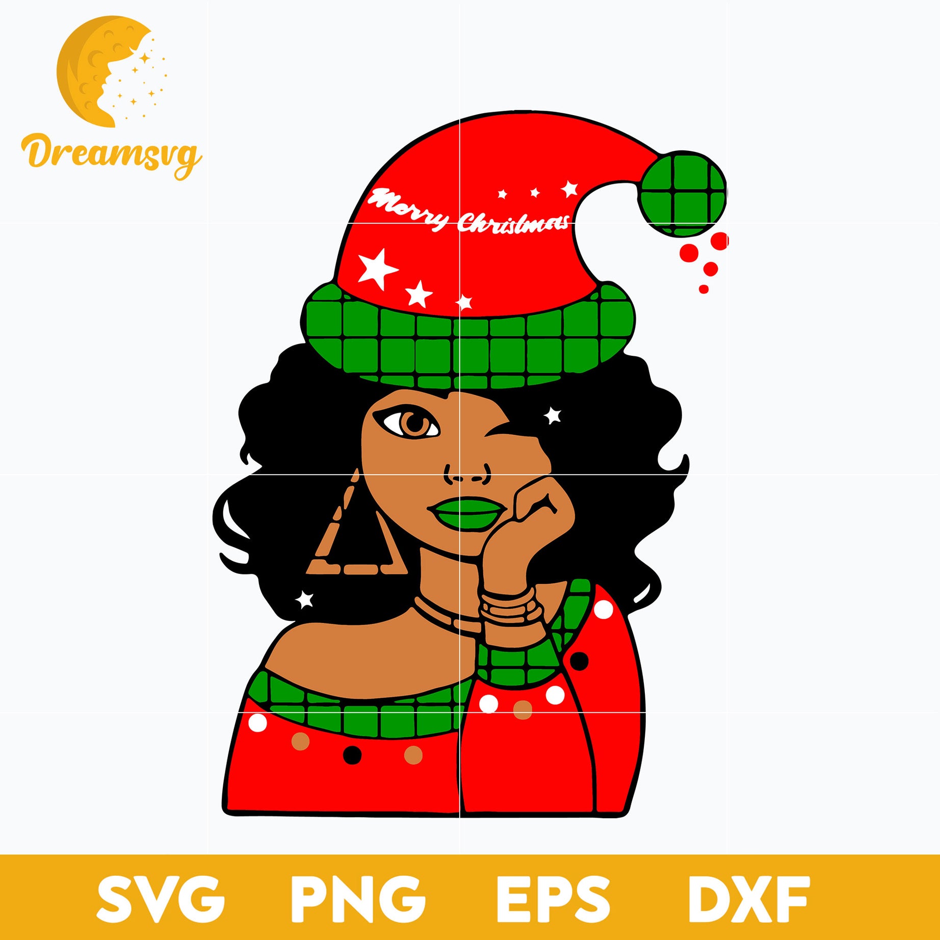 Merry Christmas Black Girl SVG, Christmas SVG, PNG DXF EPS Digital File.