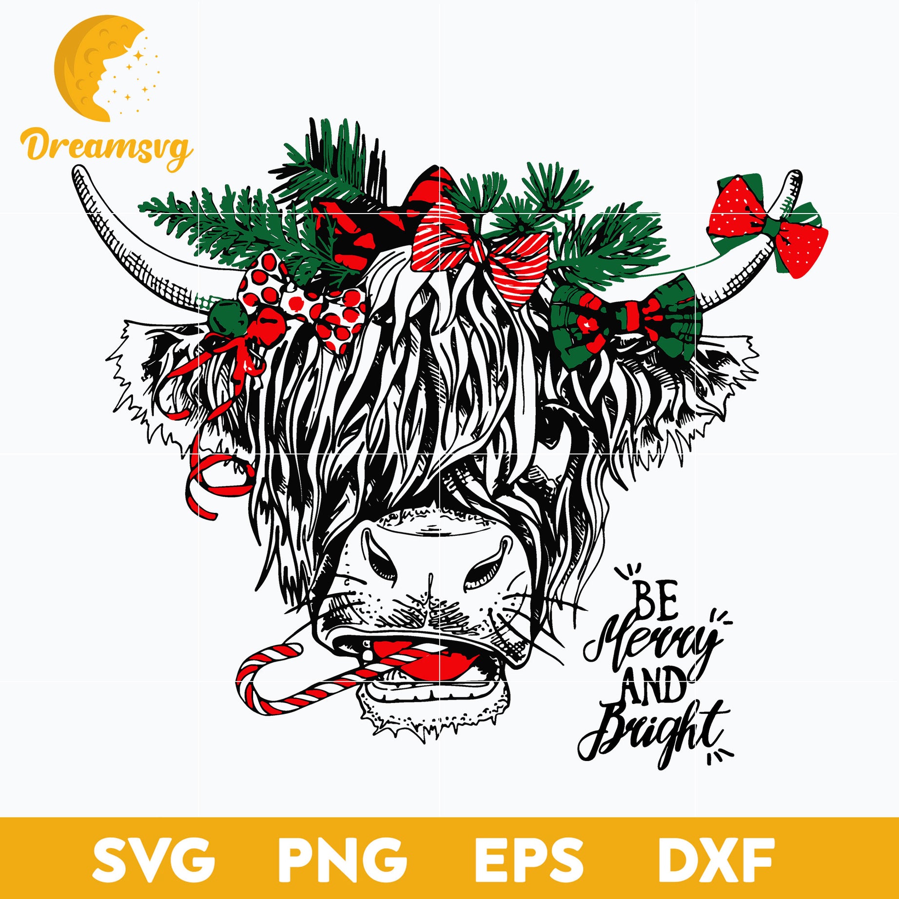 Merry Christmas Heifers SVG, Christmas SVG, PNG DXF EPS Digital File.