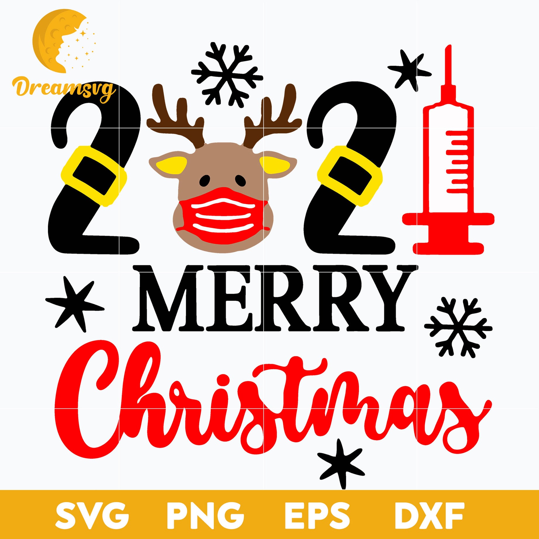 Merry Christmas Ornament 2021 SVG, Christmas SVG, PNG DXF EPS Digital File.