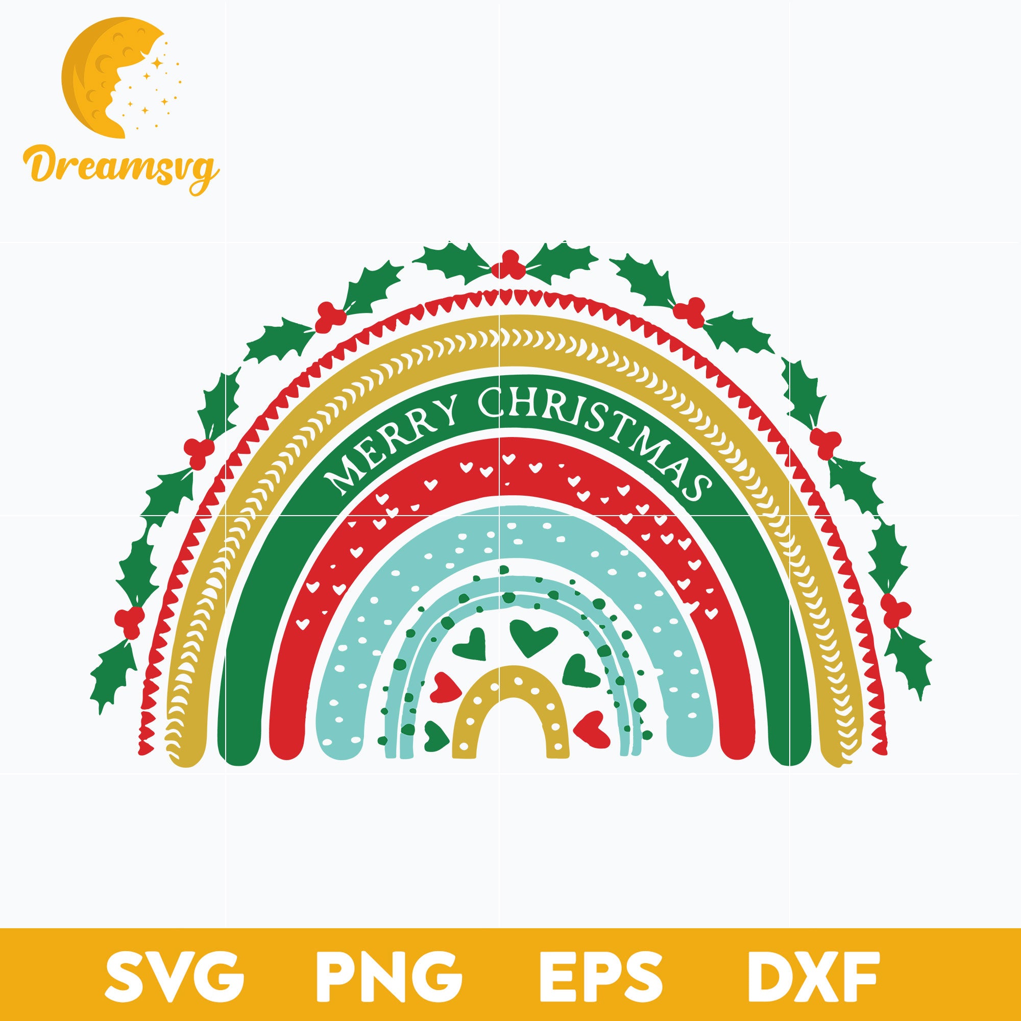 Merry Christmas Rainbow SVG, Christmas SVG, PNG DXF EPS Digital File.