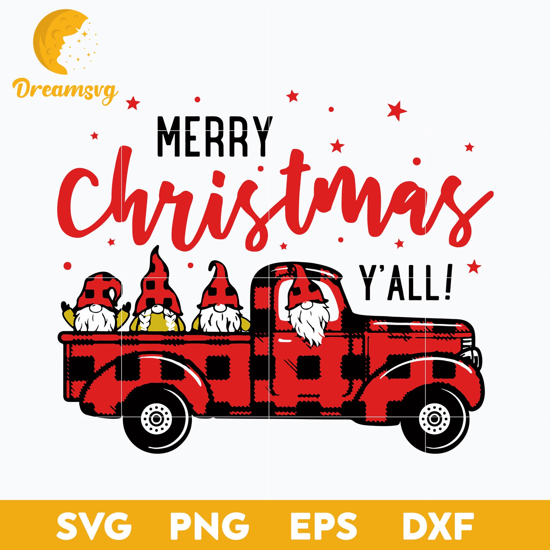 Merry Christmas Y'all Gnome SVG, Christmas SVG, PNG DXF EPS Digital File.