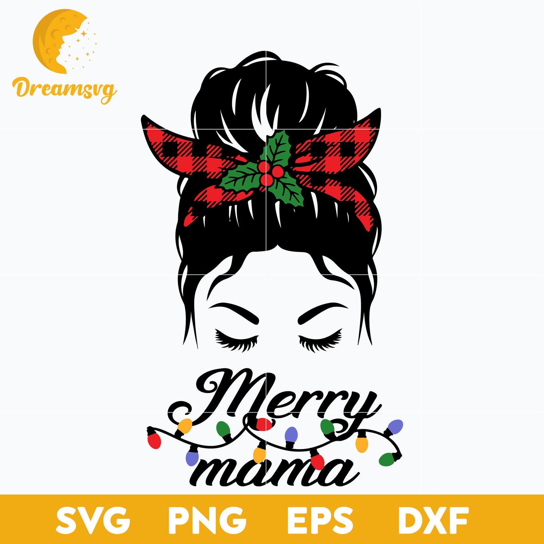 Messy Bun Merry Mama Christmas SVG, Christmas SVG, PNG DXF EPS Digital File.