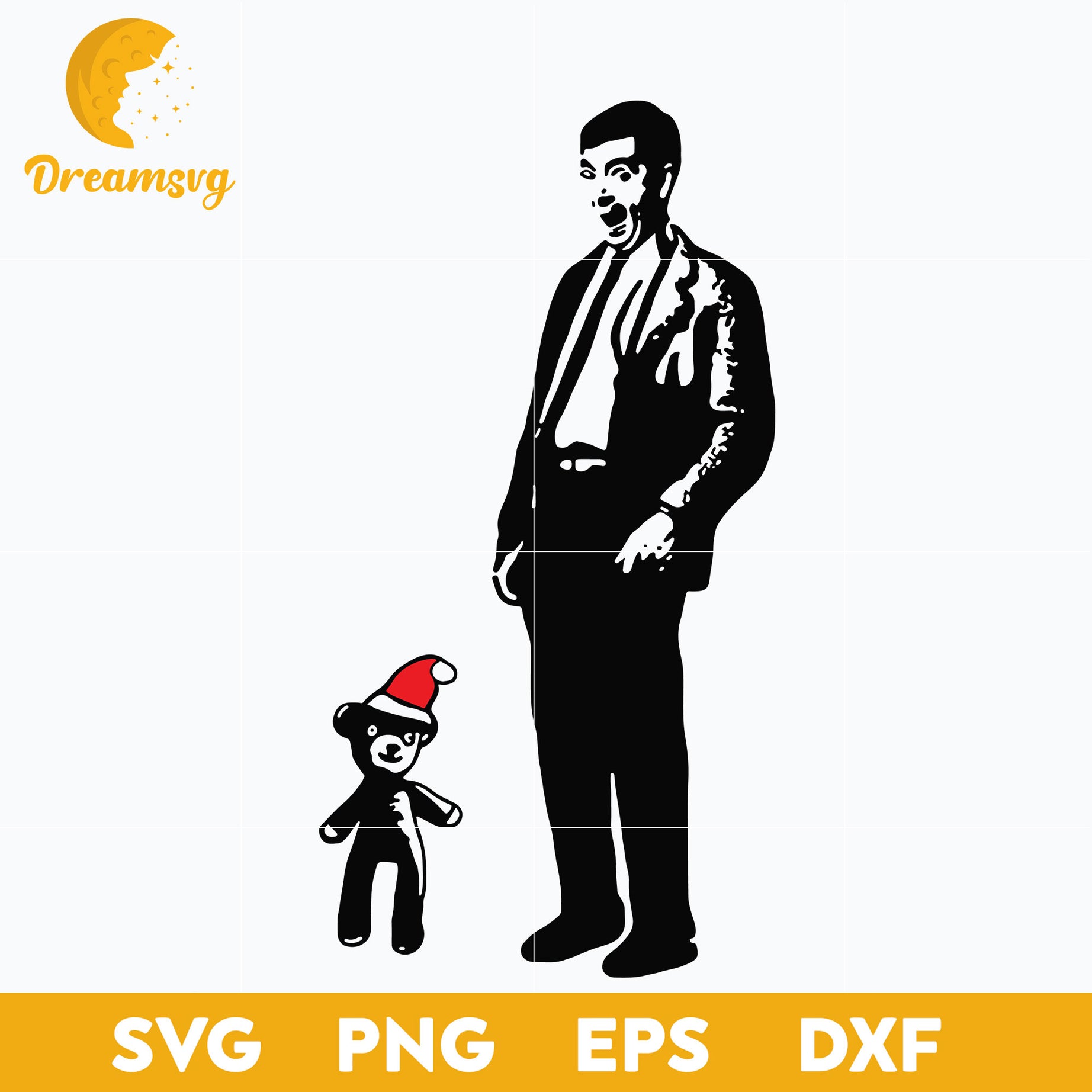 Mr Bean And Teddy Christmas SVG, Christmas SVG, PNG DXF EPS Digital File.