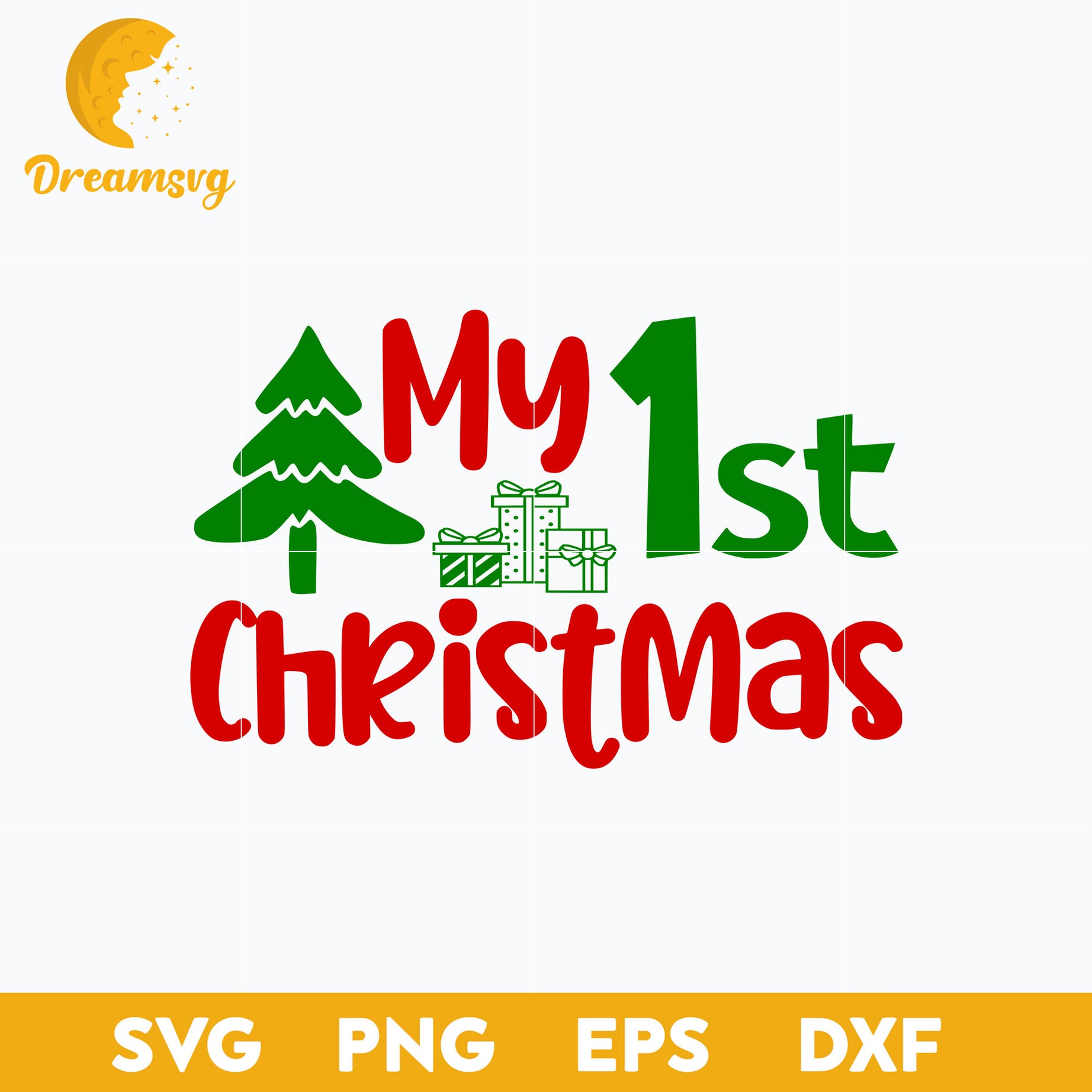 My 1st Christmas SVG, Christmas SVG, PNG DXF EPS Digital File.