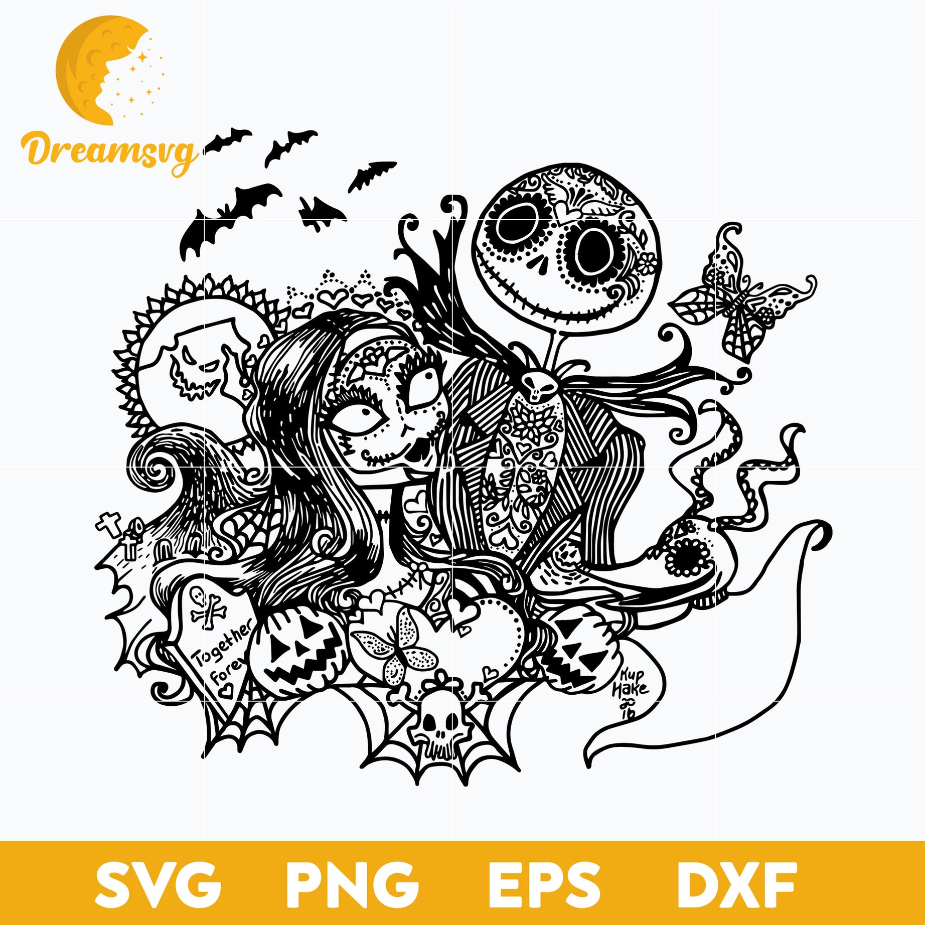Nightmare Before Christmas Mandala SVG, Christmas SVG, PNG DXF EPS Digital File.