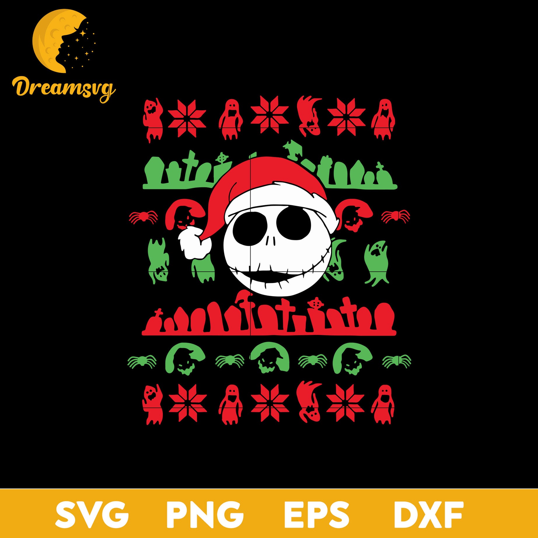 Nightmare Before Christmas Jack Santa SVG, Christmas SVG, PNG DXF EPS Digital File.