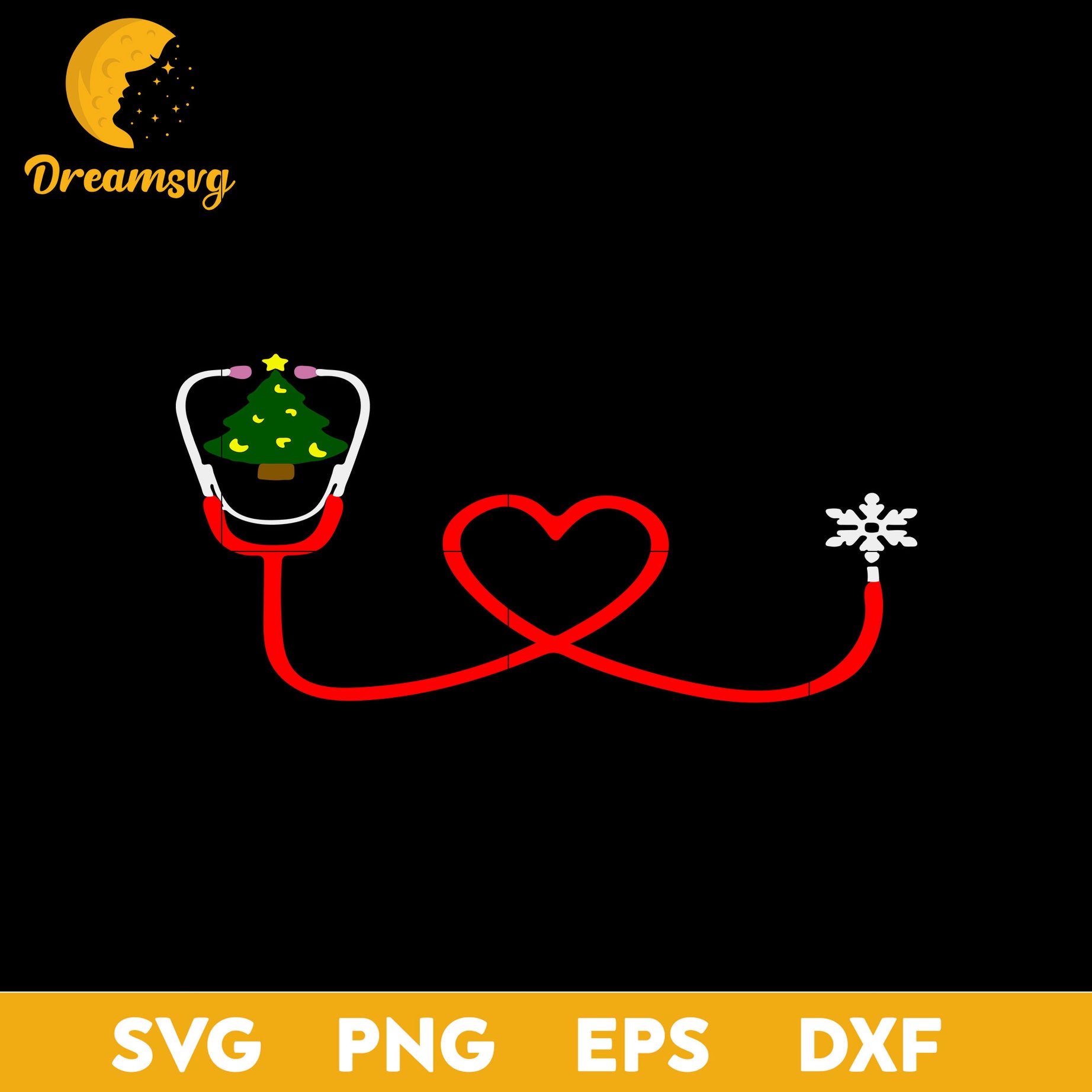 Nurse Christmas Tree Snowflake Stethoscope SVG, Christmas SVG, PNG DXF EPS Digital File.