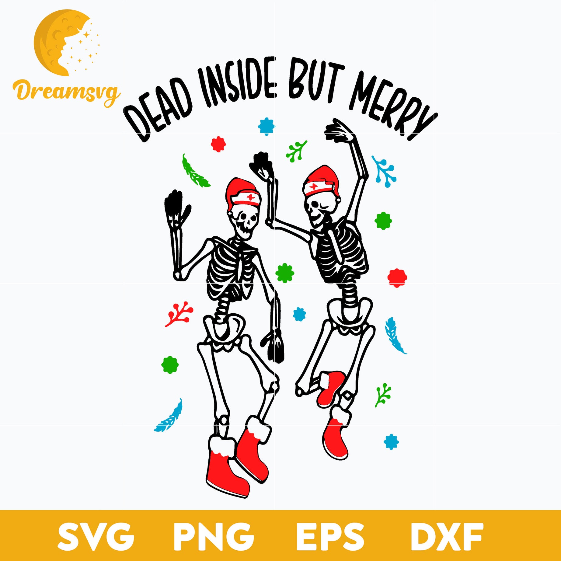 Nurse Skeleton Dancing Christmas SVG, Christmas SVG, PNG DXF EPS Digital File.