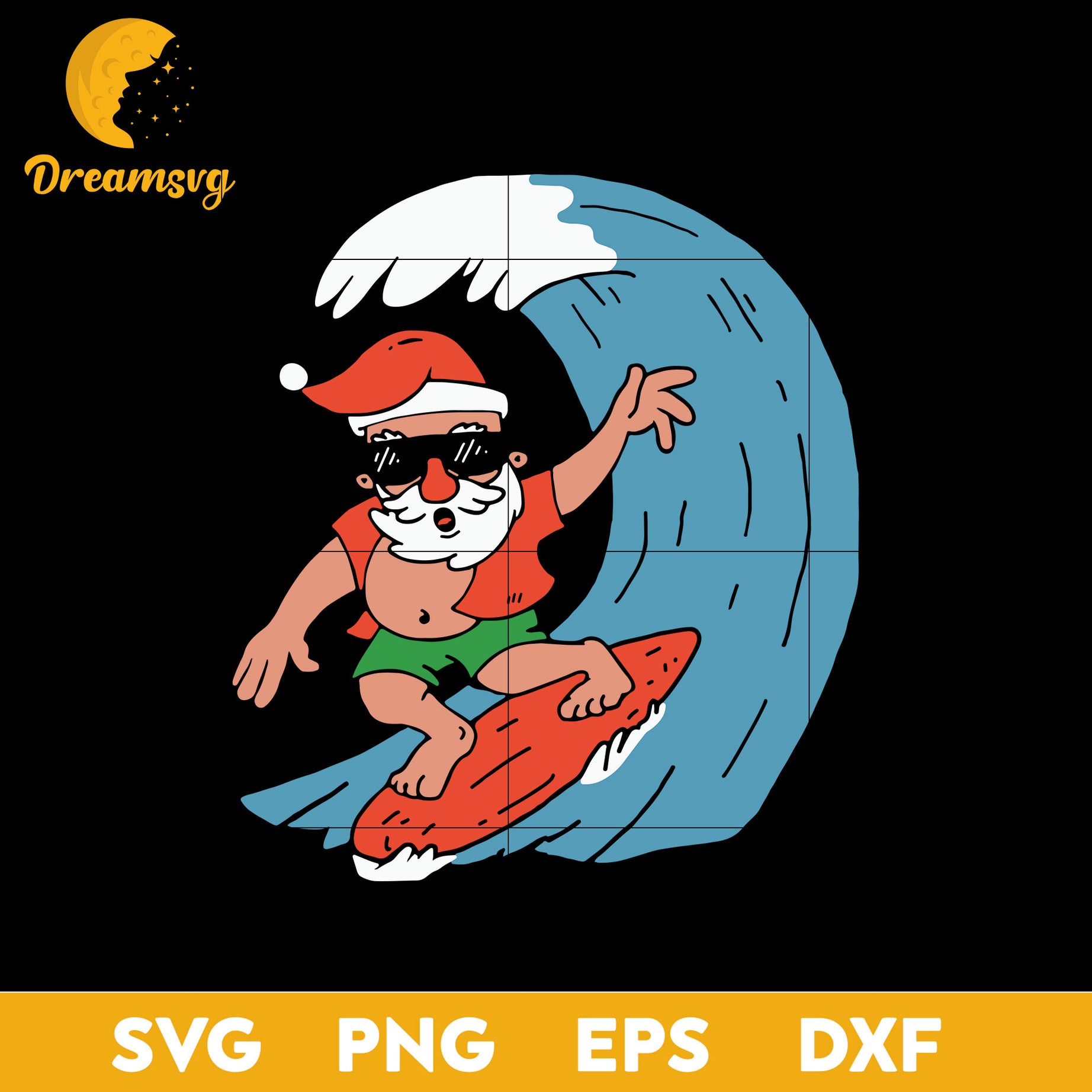 Official Santa Surfing Christmas SVG, Christmas SVG, PNG DXF EPS Digital File.