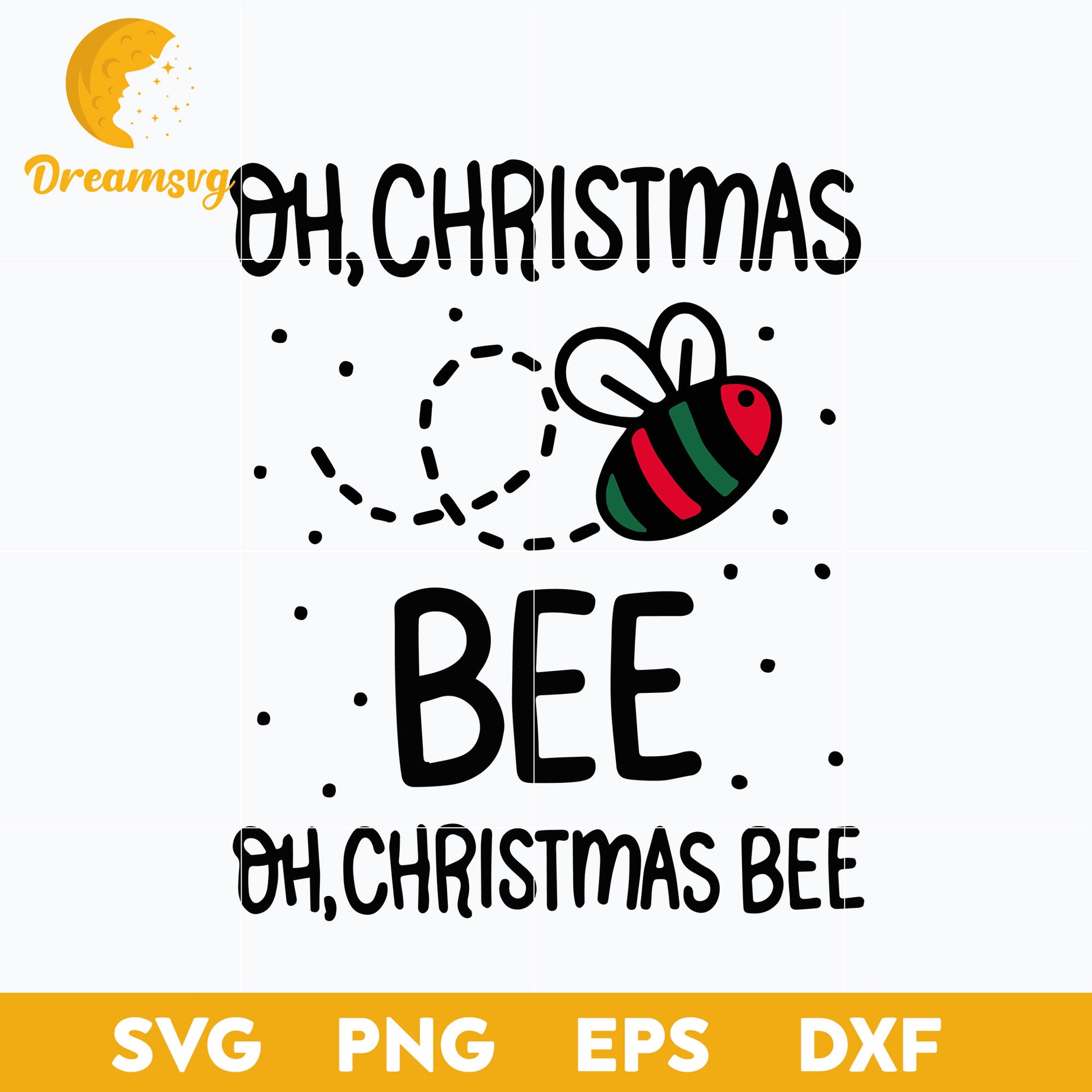 Oh Christmas Bee SVG, Christmas SVG, PNG DXF EPS Digital File.