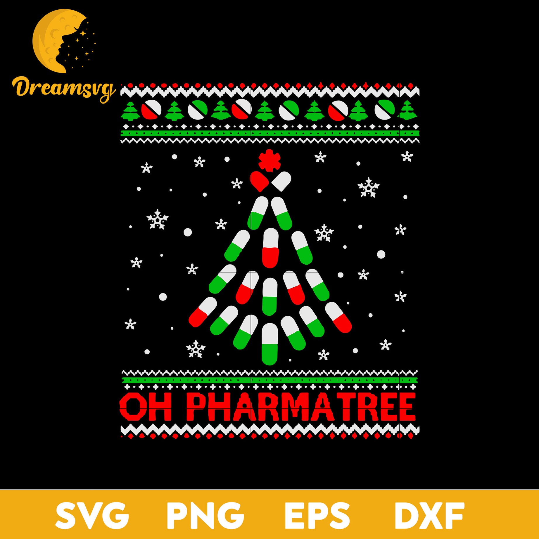 Oh Pharmatree Christmas Pills Tree SVG, Christmas SVG, PNG DXF EPS Digital File.